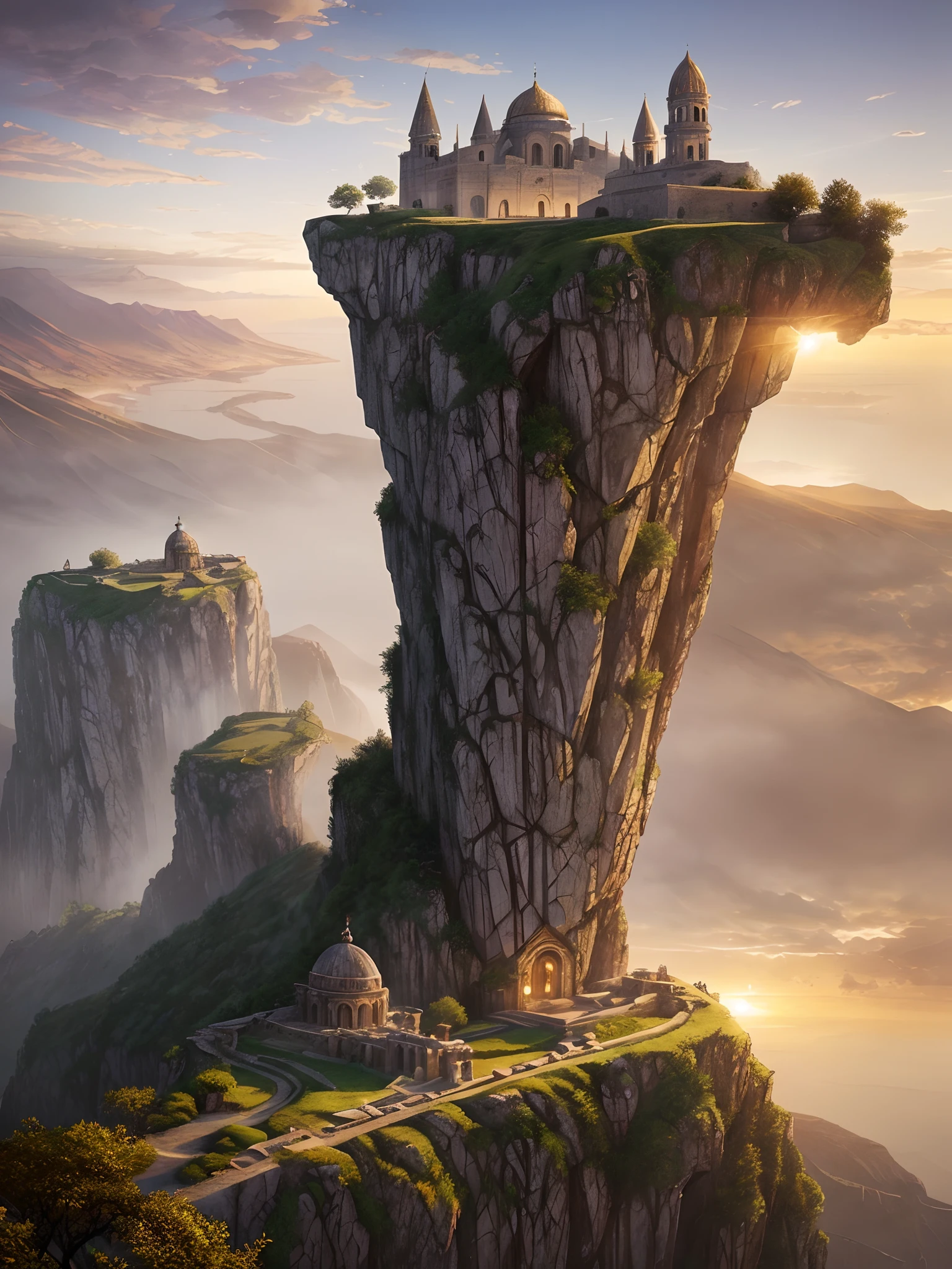 (Best Quality, tmasterpiece: 1.1), illustartion, Ancient Monastery, On the edge of a cliff, improvisation, Complicated details, chilling, excitement, Hyper-realistic, insanely detailed, ((Jessica Rossier's style)), --AR 3:4 --s 750