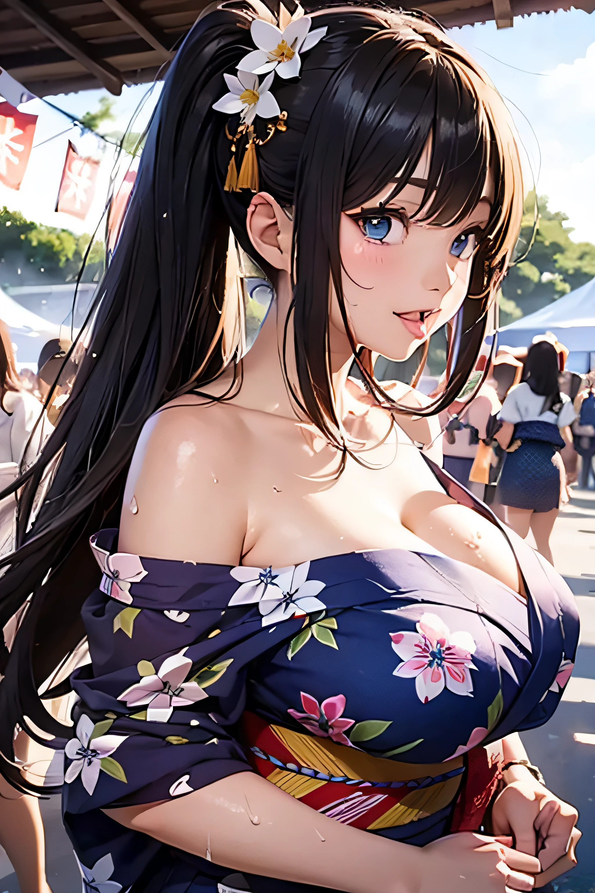 a girl in valentine's day waiting for her boyfriend showing her breasts,((detailed nipples)), festival scenery, medium breasts, flirtatious, ((very detailed)), perfectly detailed face, detailed hand, photorealistic image.