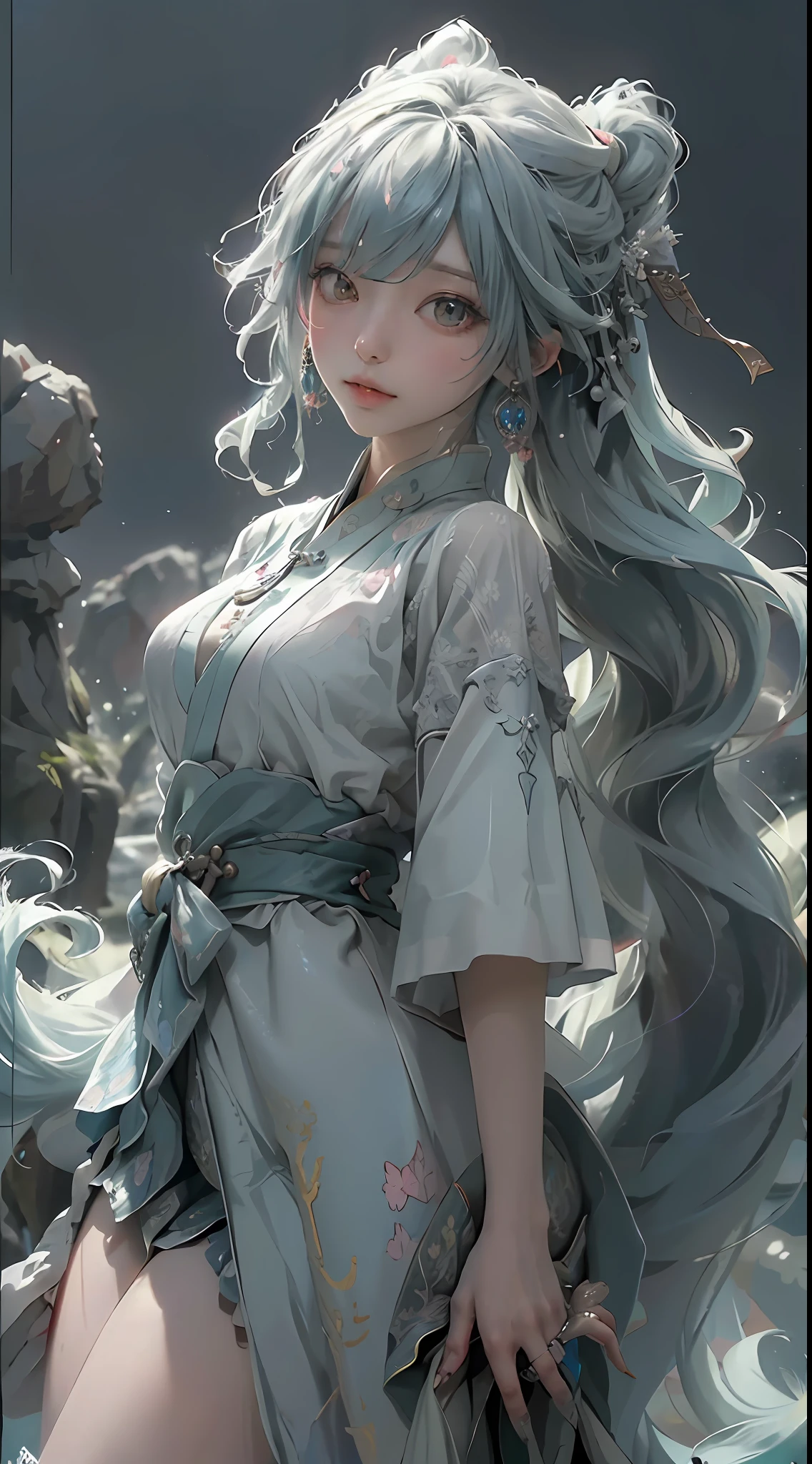 (8k, RAW photo:1.2), best quality, ultra high res,dramatic angle,(fluttered detailed color splashs), (illustration),(((1 girl))),(long hair),(rain:0.9), (头饰:1.4),少女身边有一座古宫,汉服,(重点),彩色水墨画,(泼彩),泼彩,(((colorful))),(素描:0.8) , Masterpiece, best quality, beautiful painted, highly detailed,(denoising:0.6),[splash ink],((ink refraction)), (beautiful detailed sky),moon,highly,detaild,(masterpiece, best quality, extremely detailed） CG unity 8k壁纸，杰作，最好的质量，超详细），（石蒜），