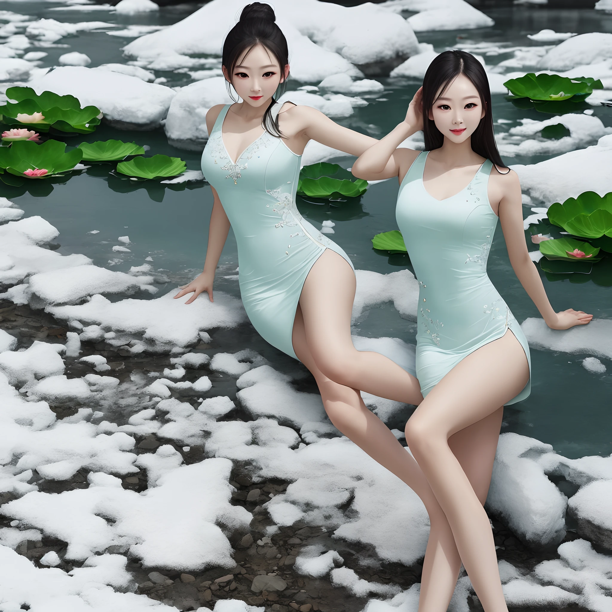 She has a slender and slender body，Soft jade arms like snow lotus，Graceful round slender jade legs，Finely cut smooth calves，With delicate, silky and delicate jade bones of ice muscle，It's really Tingting Yuli