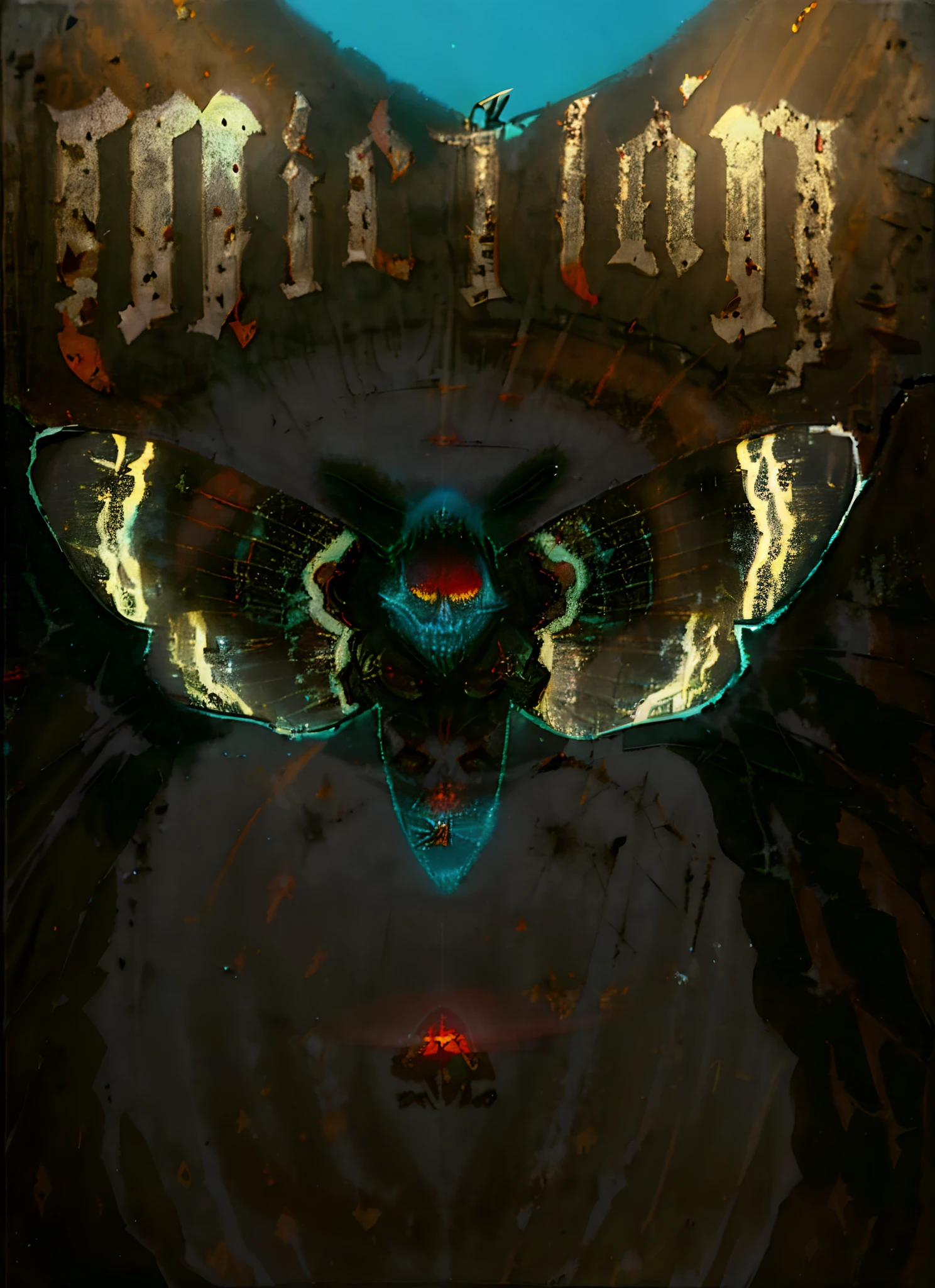 retro ink,insect creature, zombie lich,  neon cyan and orange, <lora:Retro_Ink_SDXL:.5>