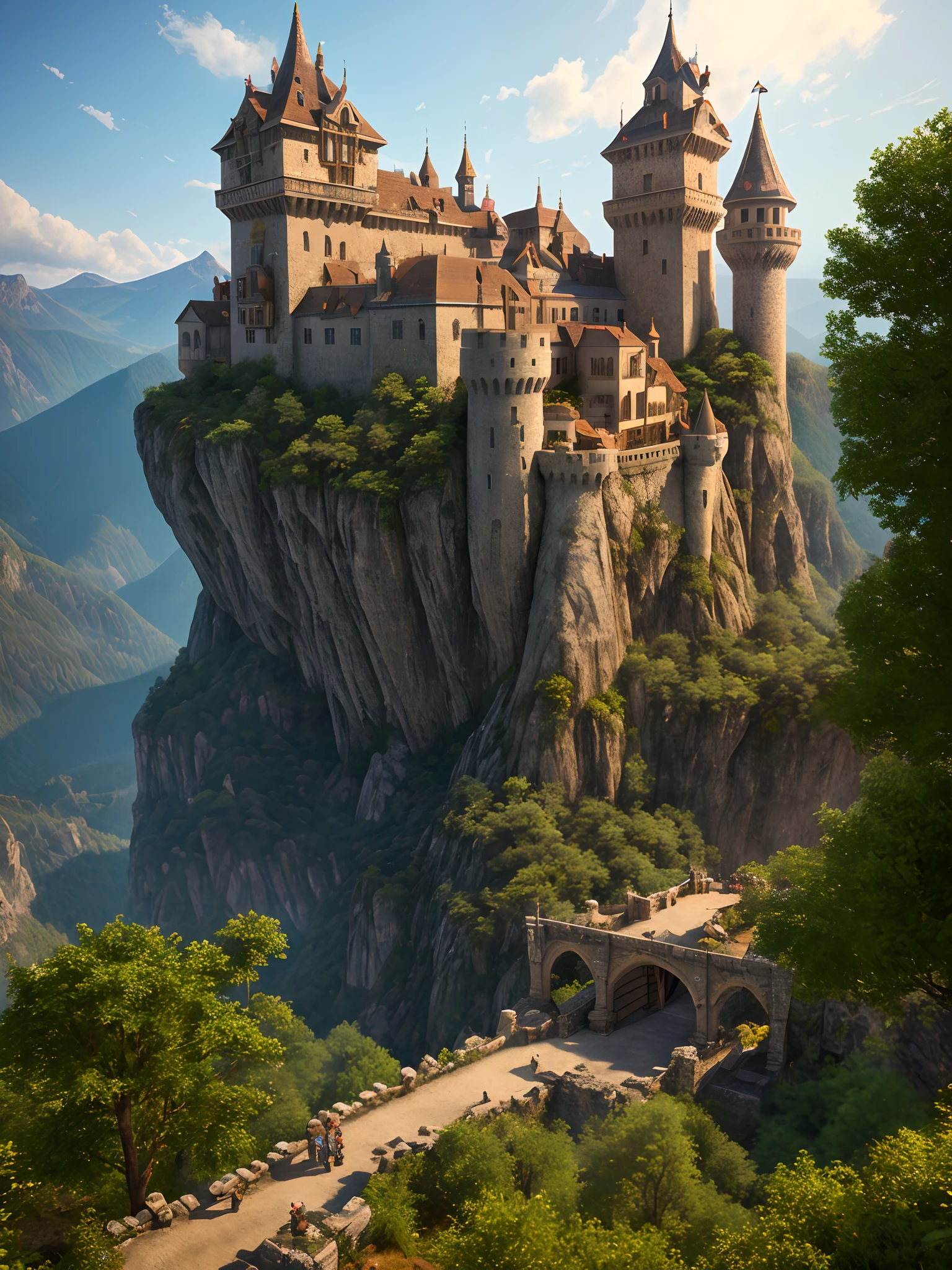 A forbidden castle high up in the mountains, pixel art, (intricate details:1.12), hdr, (intricate details, hyperdetailed:1.15), (natural skin texture, hyperrealism, soft light, sharp:1.2), game art, key visual, surreal