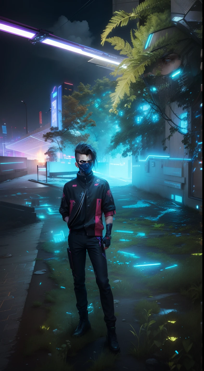 Change background cyber punk handsome boy, realistic face, 4k ultra realistic