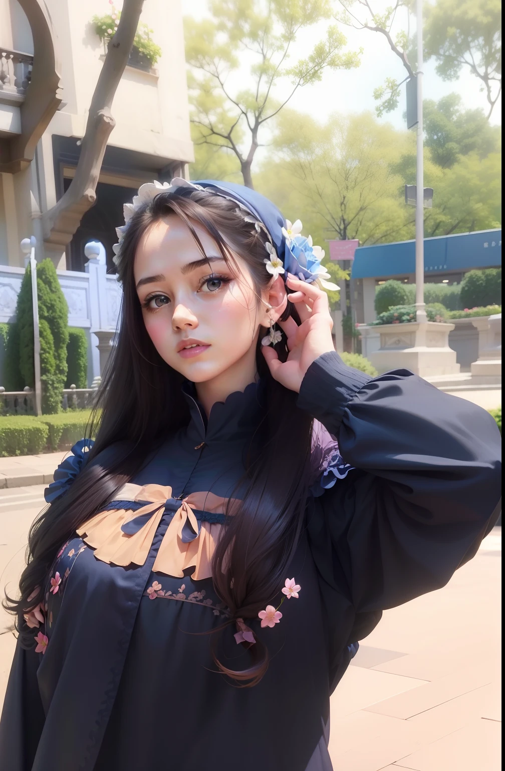 Change the above photo as princess like Cinderella with flowers background