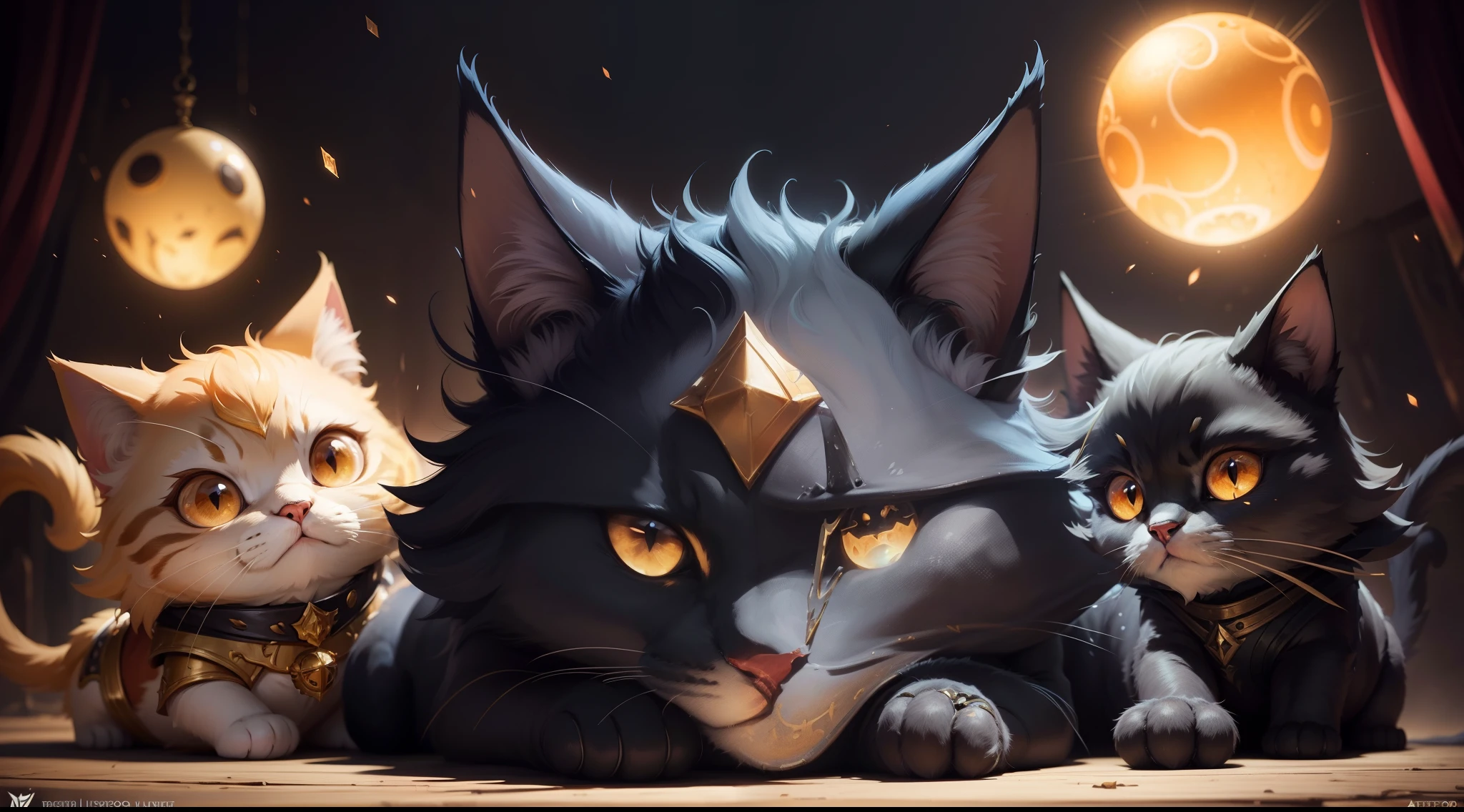Illustration of a cat with a glowing orb on its paws, furry fantasy art, full art illustration, Arte completo, fantasy card game art, magic the gathering art style, Estilo de arte arcano, pintado en el estilo arcano, dnd arte fantaso, Splash Art oficial, Mago Zorro Oscuro, anthropomorphic cat ninja, league of legends art style, Arte de salpicaduras de personajes