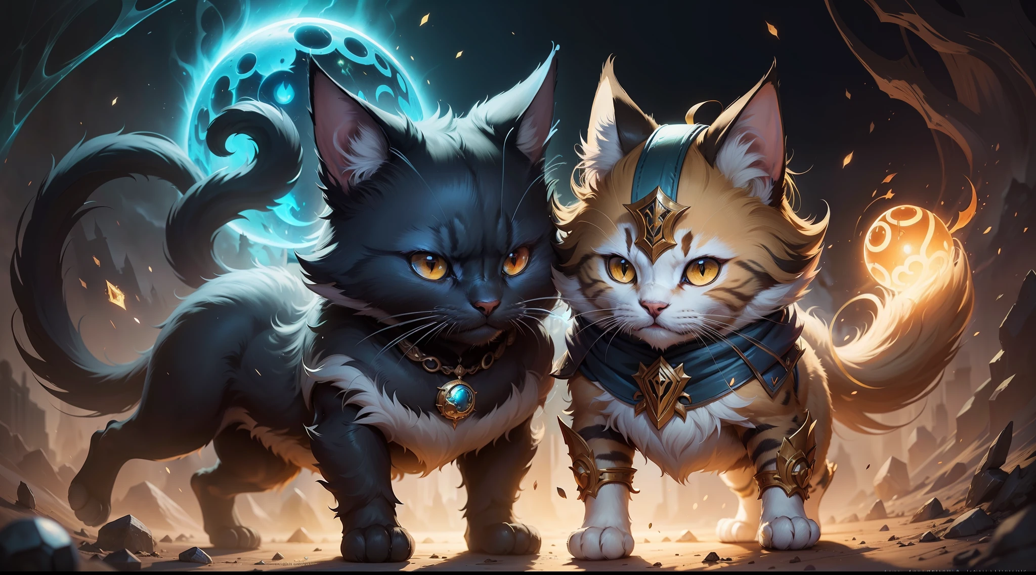 Illustration of a cat with a glowing orb on its paws, furry fantasy art, full art illustration, Arte completo, fantasy card game art, magic the gathering art style, Estilo de arte arcano, pintado en el estilo arcano, dnd arte fantaso, Splash Art oficial, Mago Zorro Oscuro, anthropomorphic cat ninja, league of legends art style, Arte de salpicaduras de personajes