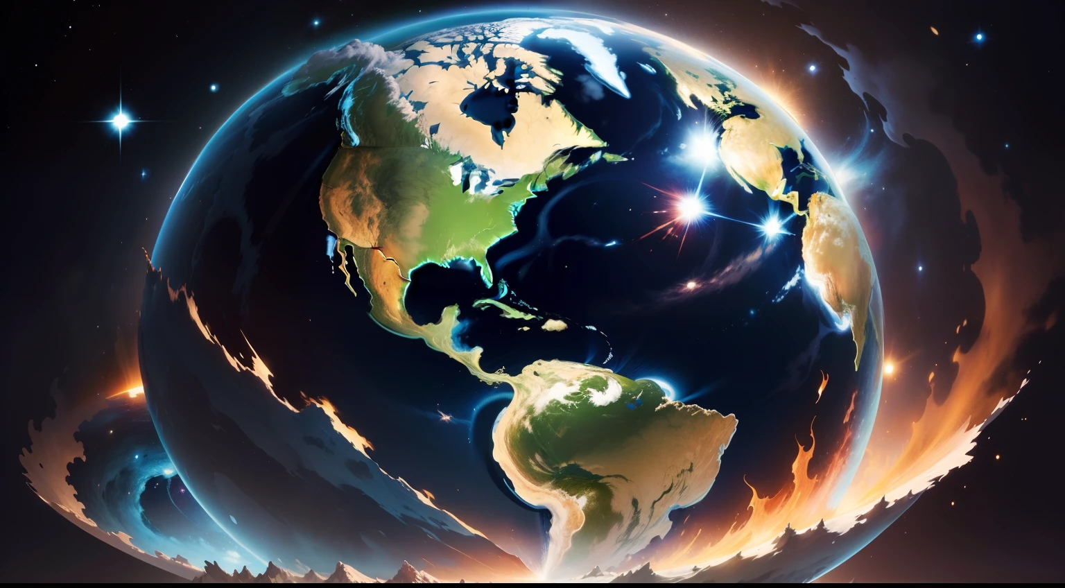 (((masterpiece))),best quality, illustration, earth, water ,fire, wind , space , paper_cut,