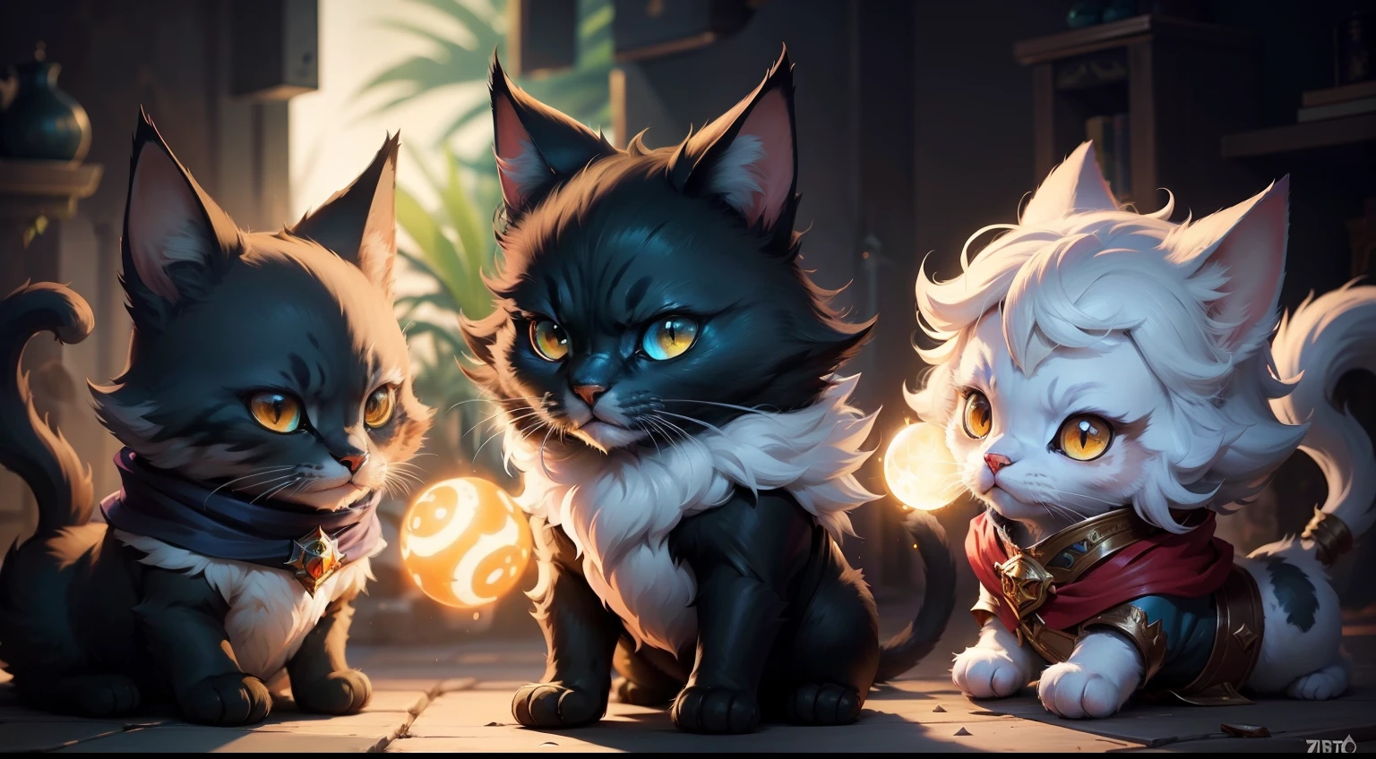 Illustration of a cat with a glowing orb on its paws, furry fantasy art, full art illustration, Arte completo, fantasy card game art, magic the gathering art style, Estilo de arte arcano, pintado en el estilo arcano, dnd arte fantaso, Splash Art oficial, Mago Zorro Oscuro, anthropomorphic cat ninja, league of legends art style, Arte de salpicaduras de personajes