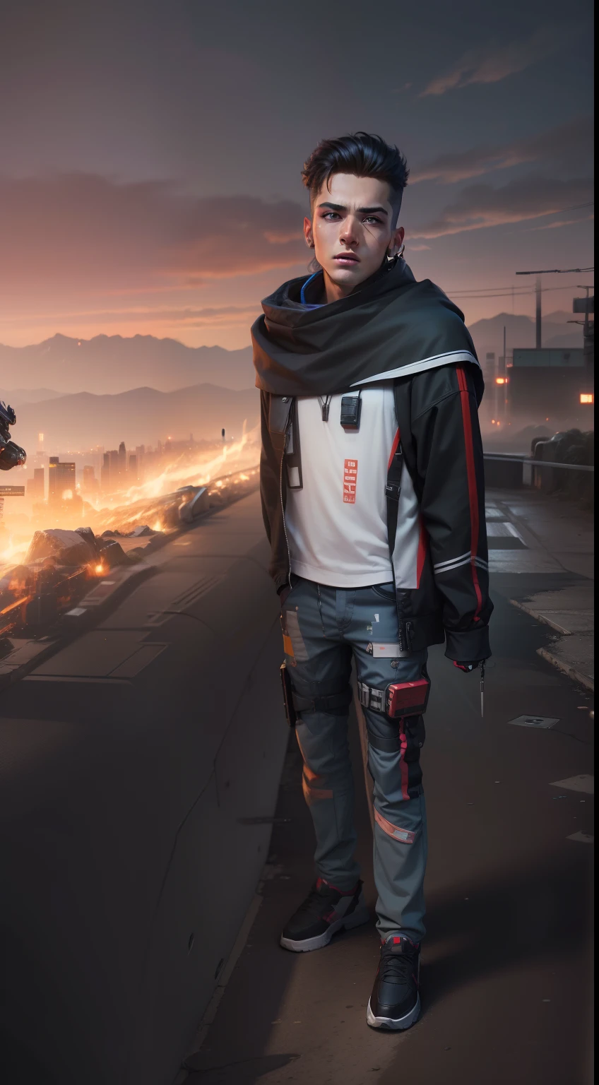 Change background cyber punk handsome boy, realistic face, 8k ultra realistic