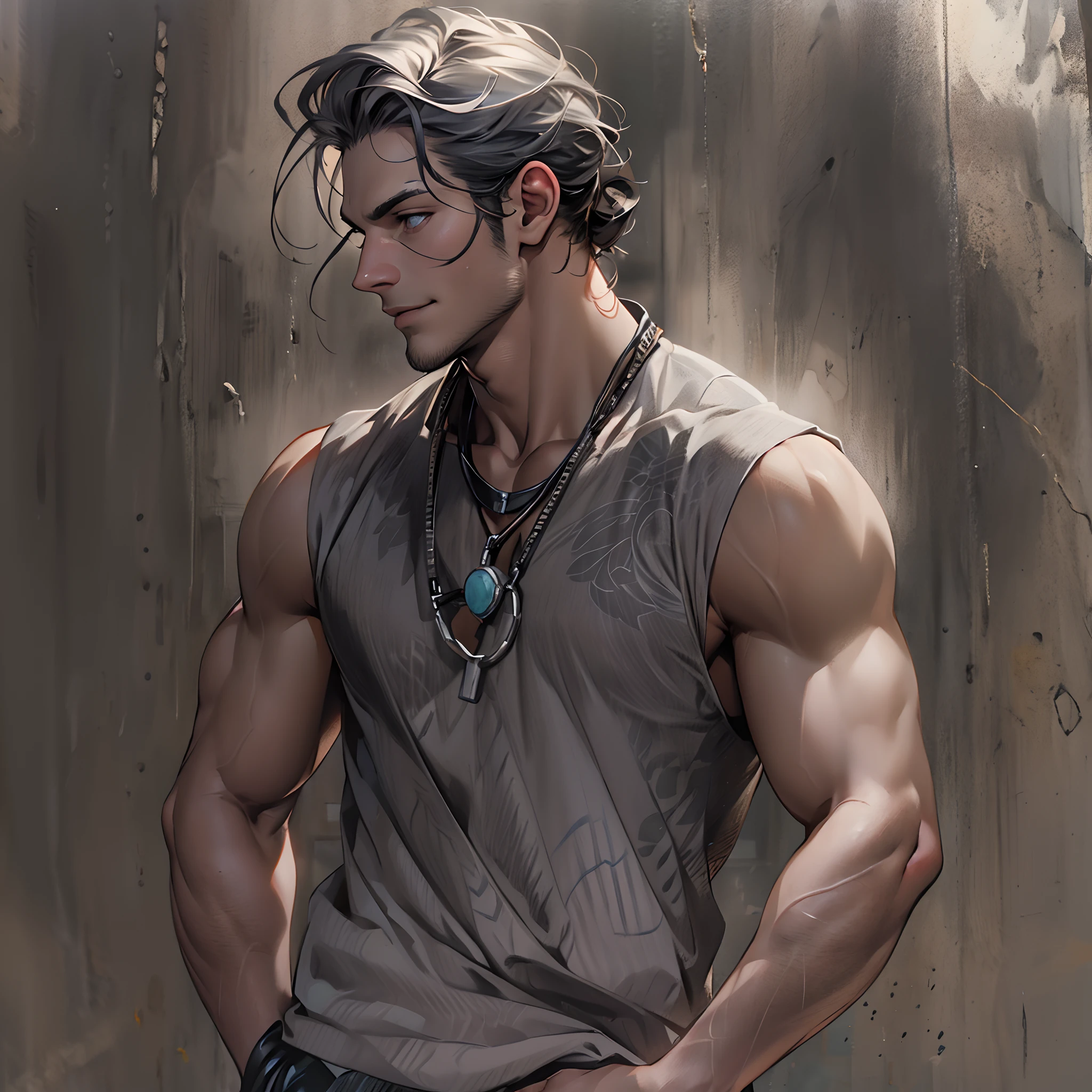 Handsome male. My hair is dark and wavy, with streaks of silver throughout. I have a strong jawline, high cheekbones, and bright gray eyes. I'm tall and lean, with broad shoulders and a muscular physique. When I smile, a cute dimple appears on my left cheek. I often dress in black, but I'm not afraid to mix it up with bold colors every now and then. I carry myself with a sense of confidence, always knowing just how to make an impact.