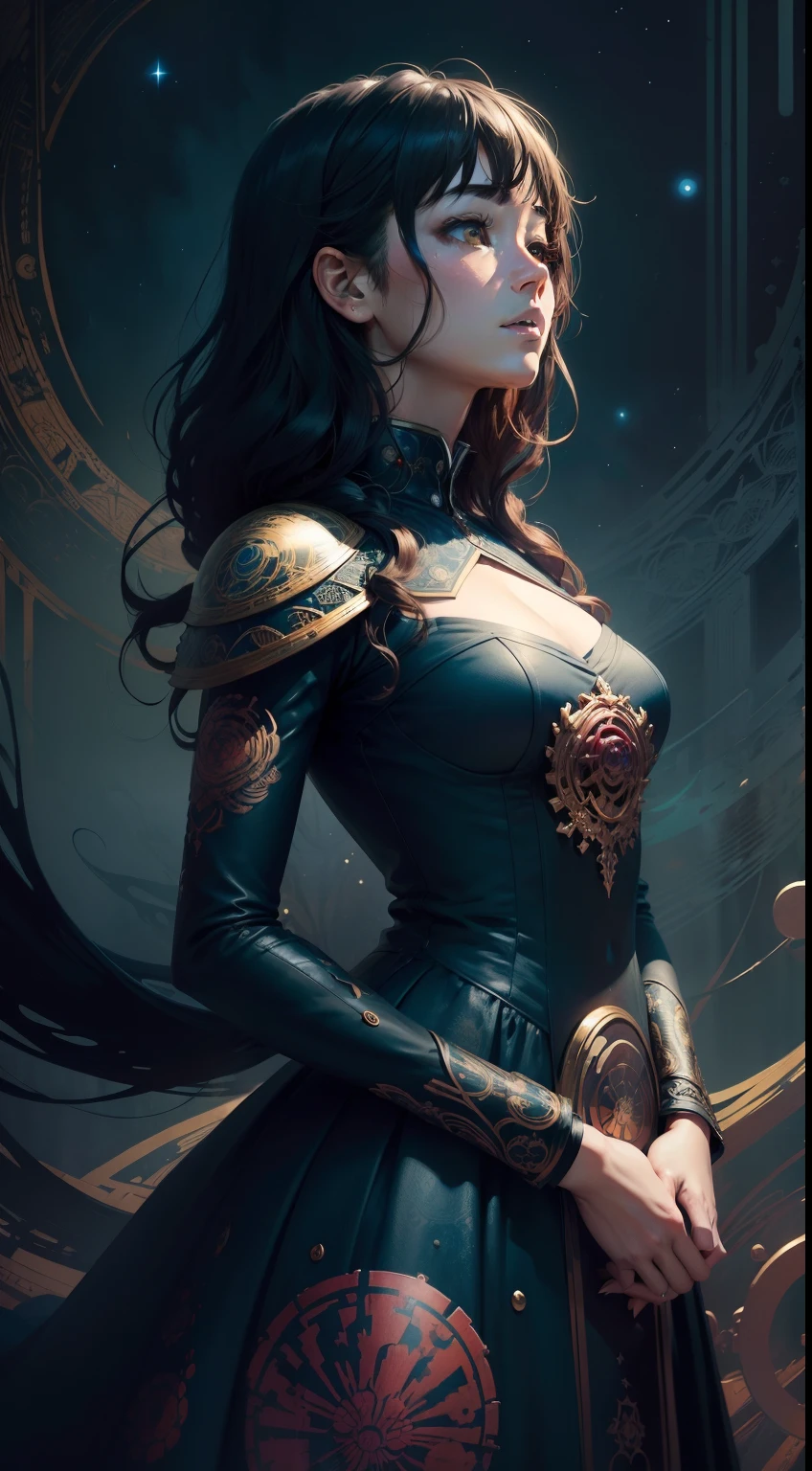 (abstract art:1.4), (style of Yuko Shimizu:1.3), style of Claude Monet, style of Anato Finnstark, 1girl, seductive, cryptic, dark theme, dark blue theme, deep blue, starry night, magical energy, dark fantasy aesthetic, masterpiece, best quality, ultra high res, beautiful, gorgeous, award-winning art, evocative, emotional, visually stunning, intricate, incredible details,