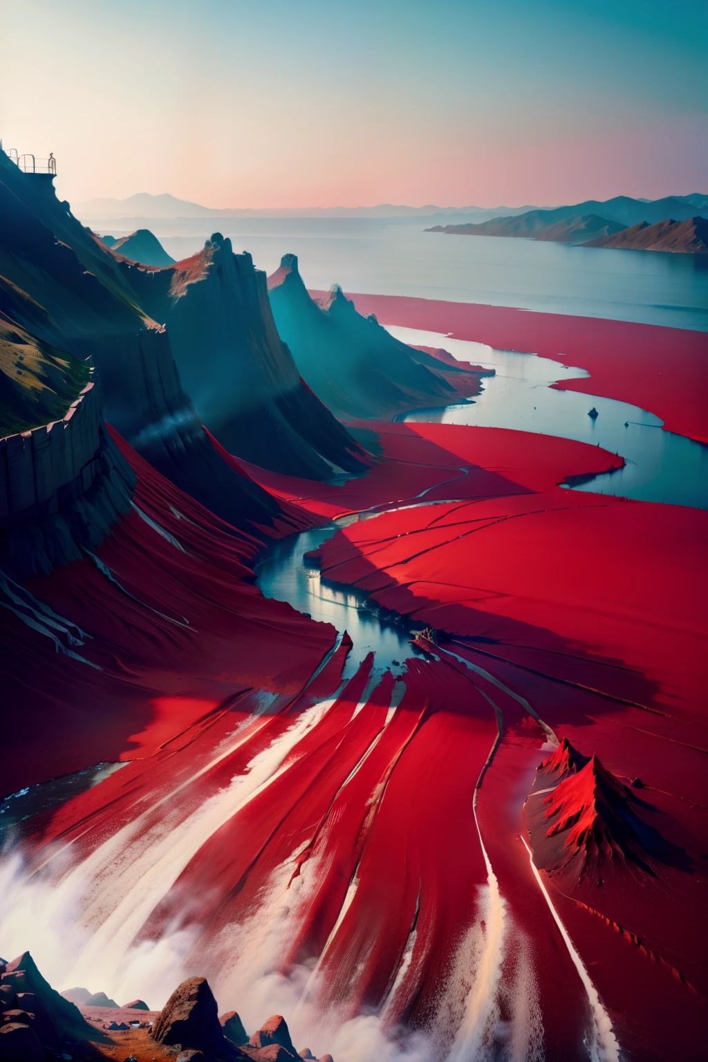 Corpse mountain and sea of blood,Rivers of blood flow