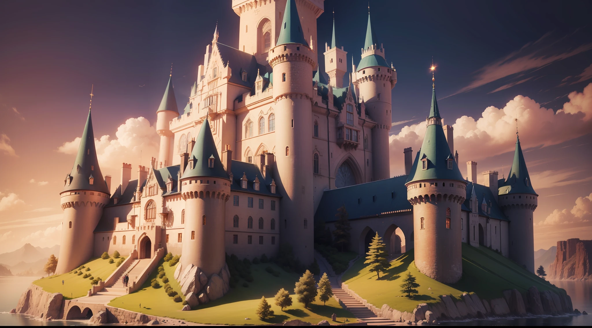a castle made of Gems, vivid color, masterpiece, best quality, film grain, photorealistic, high resolution, realistic light, hd, highres, 16k, UHD, UHD background, ultra sharp backgrounds, detailed backgrounds, realistic backgrounds, realistic shadows,