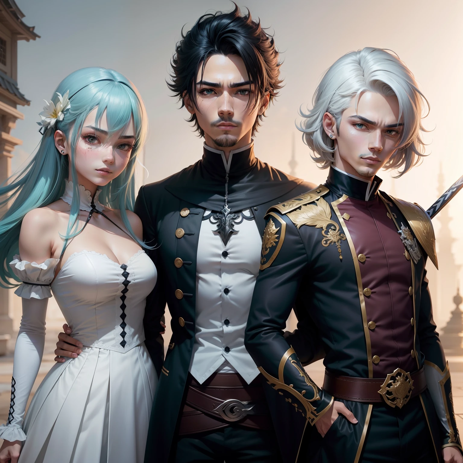 personagem masculino de anime com espada, cara bonito na arte demon slayer, fanart requintada altamente detalhada, bela arte de anime, Arte no estilo de Guweiz, paper awesome wallpaper, bela arte de anime, olhos azuis , personagem da realeza, cabelo curto e preto, fogo, roupa atual, adolescente, cabelo curto