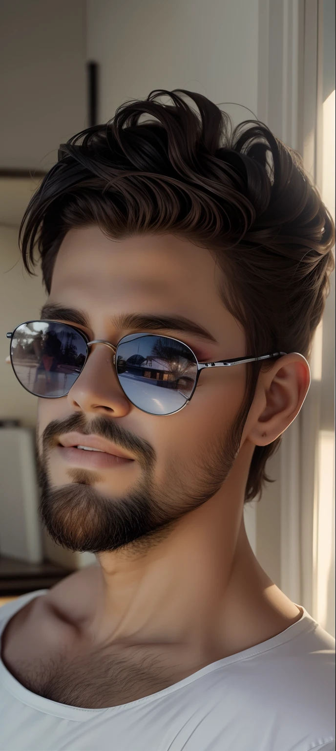 A close up of a man with sunglasses and a beard - SeaArt AI