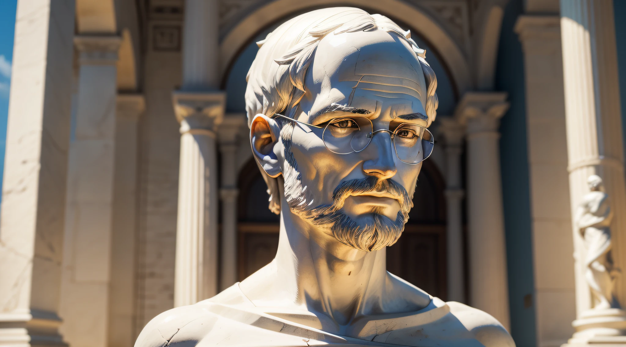 Sculpture of a philosopher, corpo inteiro, detalhado, realista,