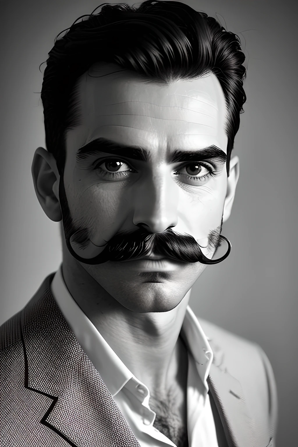 There is a man with a mustache and mustache on his face looking good, foto de perfil, foto de perfil headshot, homem bonito, Unibrow, imagem de perfil, rosto detalhado com bigode