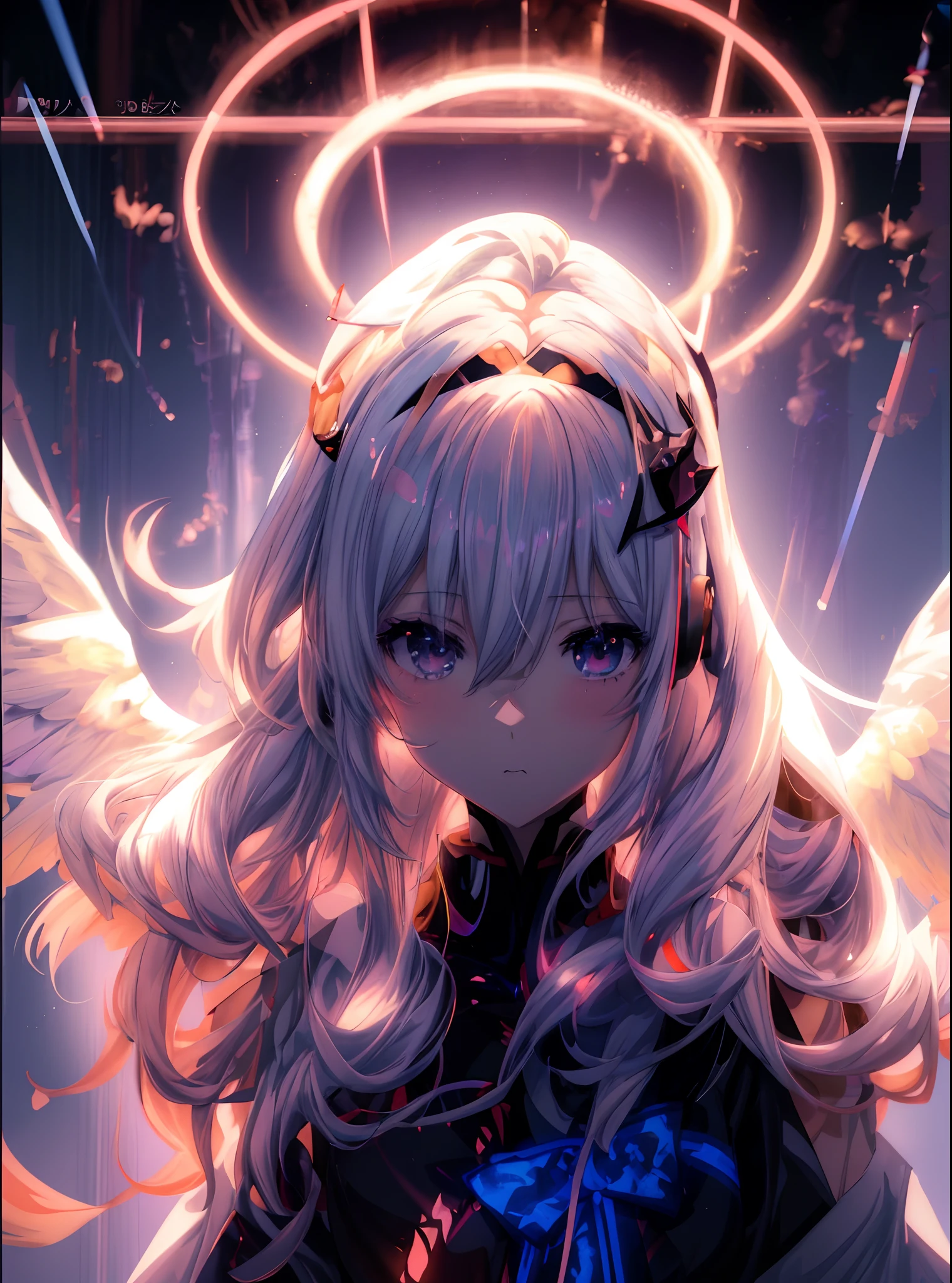 anime girl with angel wings and a halo above her head, best anime 4k konachan wallpaper, anime art wallpaper 8 k, anime style 4 k, anime art wallpaper 4k, anime art wallpaper 4 k, anime wallpaper 4k, anime wallpaper 4 k, 4k anime wallpaper, white haired deity, badass anime 8 k, demon anime girl, nightcore