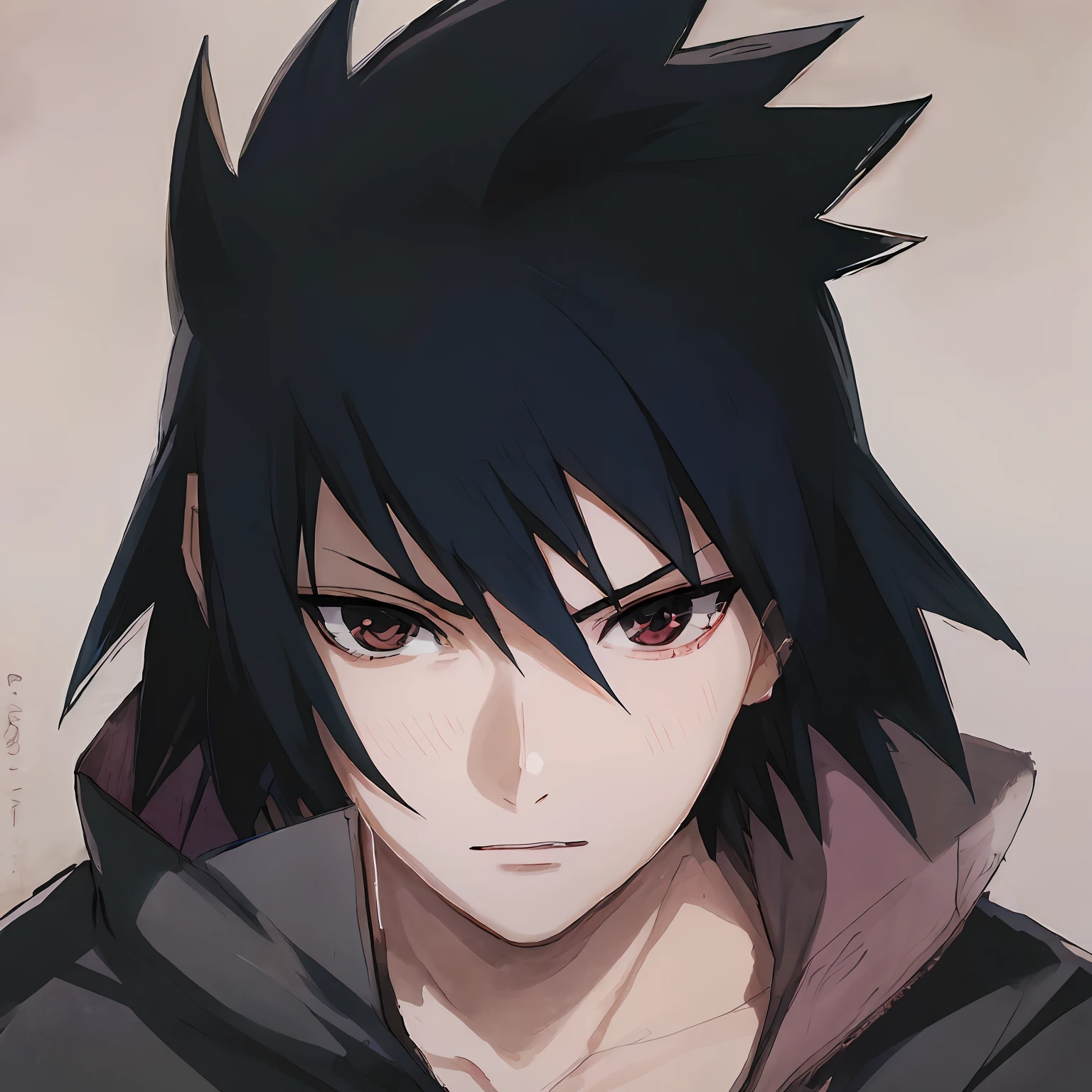 Menino de anime com cabelo preto e olhos azuis usando uma jaqueta preta, sasuke uchiha, madara uchiha, itatchi uchiha, arte de anime realista, de naruto, estilo anime semi-realista, retrato impressionante do rosto do anime, estilo anime masculino, retrato de personagem de anime, arte detalhada do personagem de anime, Okata Kazuto., retrato estilo anime, estilo anime", retrato anime