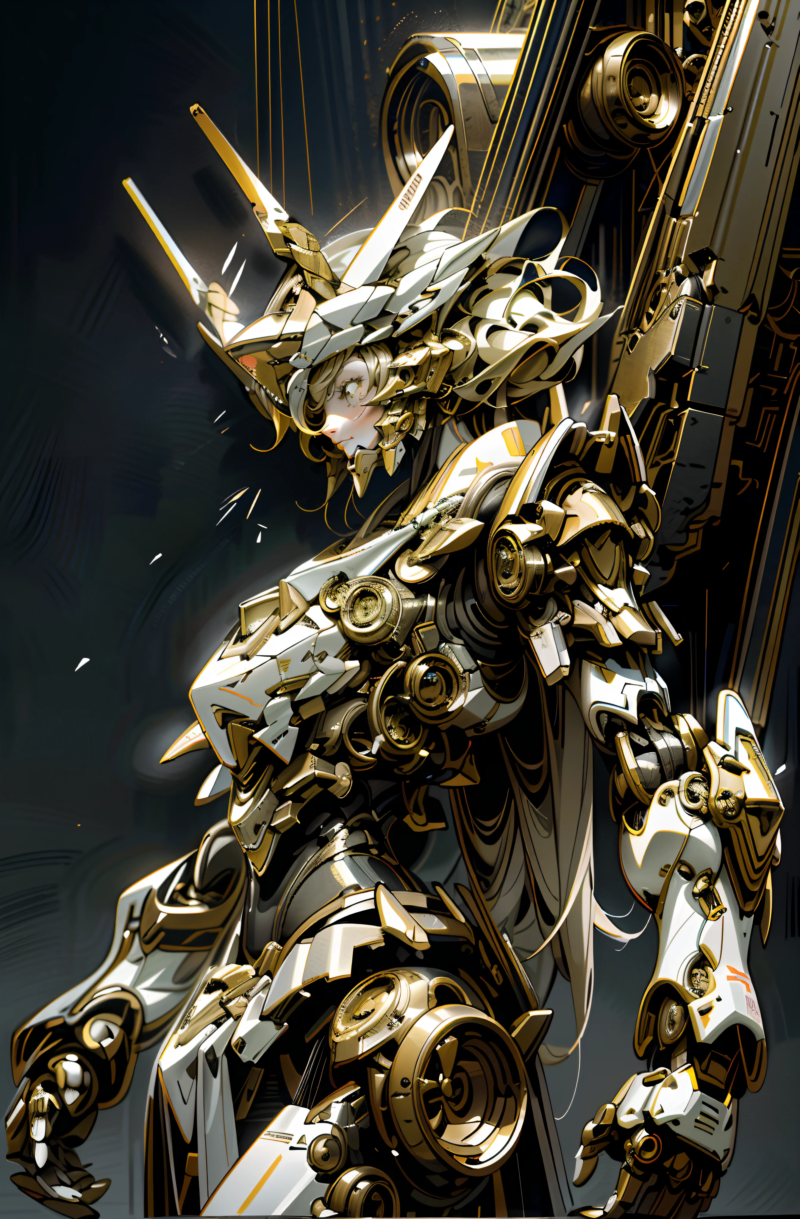tmasterpiece,best qualtiy,ultra - detailed,very detailed illustration,The is very detailed,Complicated details,A high resolution,Very detailed 8k CG wallpaper,Reflectors,Ray traching,mechs,mechanicalparts,robotjoints,Mechanized Valkyrie girl, mecha art, mecha asthetic, cyberpunk anime girl mech,