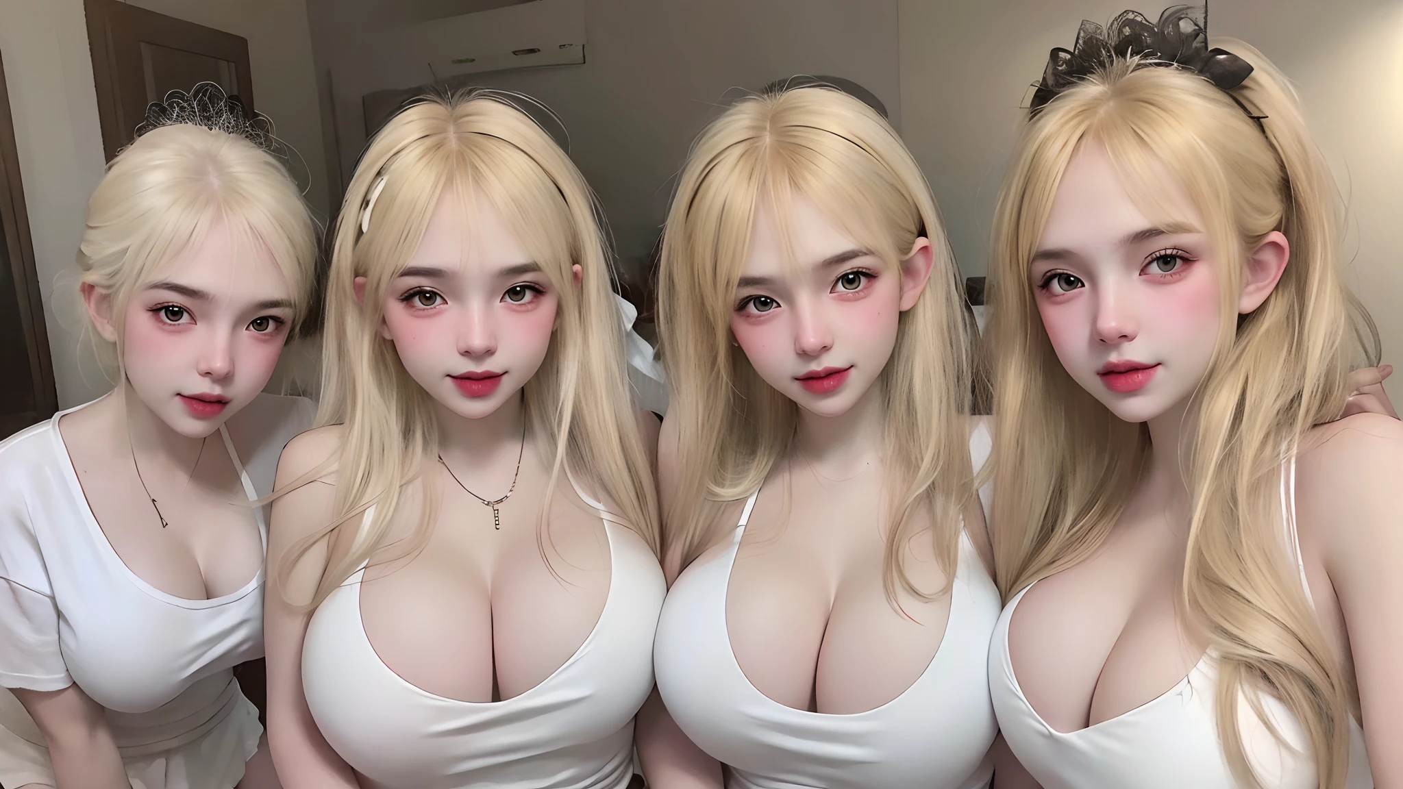 1 girl, ((Best Quality, 8K, Masterpiece:1.3)), Focus: 1.2, Perfect Body Beauty: 1.4, Buttocks: 1.2, (((huge Breasts: 1.4))), (Gigantic hip: 1.8),(white bikini), Highly Detailed Face, perfect smile, Double Eyelids, White Skin, (((Long blonde Hair))), (Shut Up: 1.3), Smile,(upper body focus:1.2),