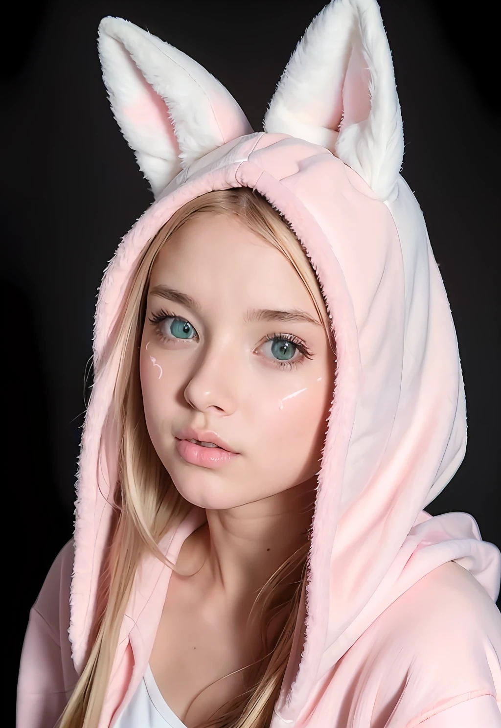 1girl, pastel colored soft lights, hoodie, fox ears,  face paint, (8k, RAW photo, best quality, masterpiece:1.2), (realistic:1.3), (photorealistic:1.3), ultra-detailed, (high detailed skin:1.2), 8k uhd, dslr, high quality, film grain, Fujifilm XT3, best quality, beautiful lighting, portrait