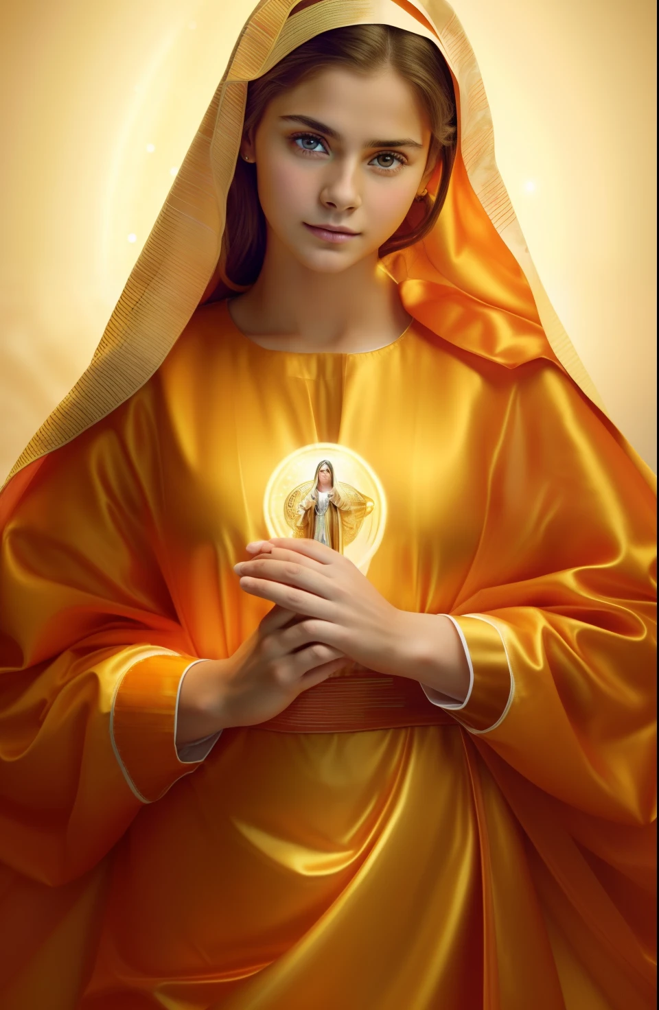 ((Blessed Virgin Mary. 19 years old))) ((( Con una cara seria y piadosa. Con una mirada dulce y tierna))) (obra maestra, calidad superior, mejor calidad, arte oficial, beautiful and aesthetic: 1.2), (1girl), extremadamente detallado, (Arte fractal: 1.3), colorido, highest detailed, Cara perfecta, parte superior del cuerpo, HDR, (orando: 1.3), (golden lines of white coat: 1.2), galaxia, (rayas de luz), eye-catching visuals, (dynamic stripes, senderos luminosos: 1.2), colores vibrantes,