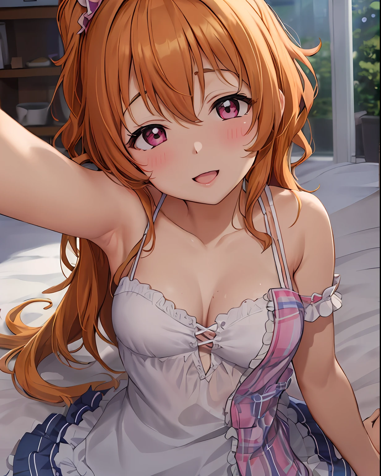 kanata_konoe, 1girl, solo, 12yo, bedroom, dark light,
((8k, RAW photo, highest quality, masterpiece), High detail RAW color photo professional close-up photo, (realistic, photo realism:1. 10), (highest quality), (best shadow), (best illustration),
ahoge, bare shoulders, blush, big breasts, milk in tits, breath, long hair, open mouth, sideface, very detailed face,
nsfw, corneo_pov_oral, (()), smile, ((cum_vomit, nose_cum)), looking at viewer, pov, ((detailed hair)), ((facial)), ((((face focus)))), stick out tongue, drooling, open shirts, no bra, (Feratios), lie on one's back, armpits, arms over head, smile, blush, flushed,