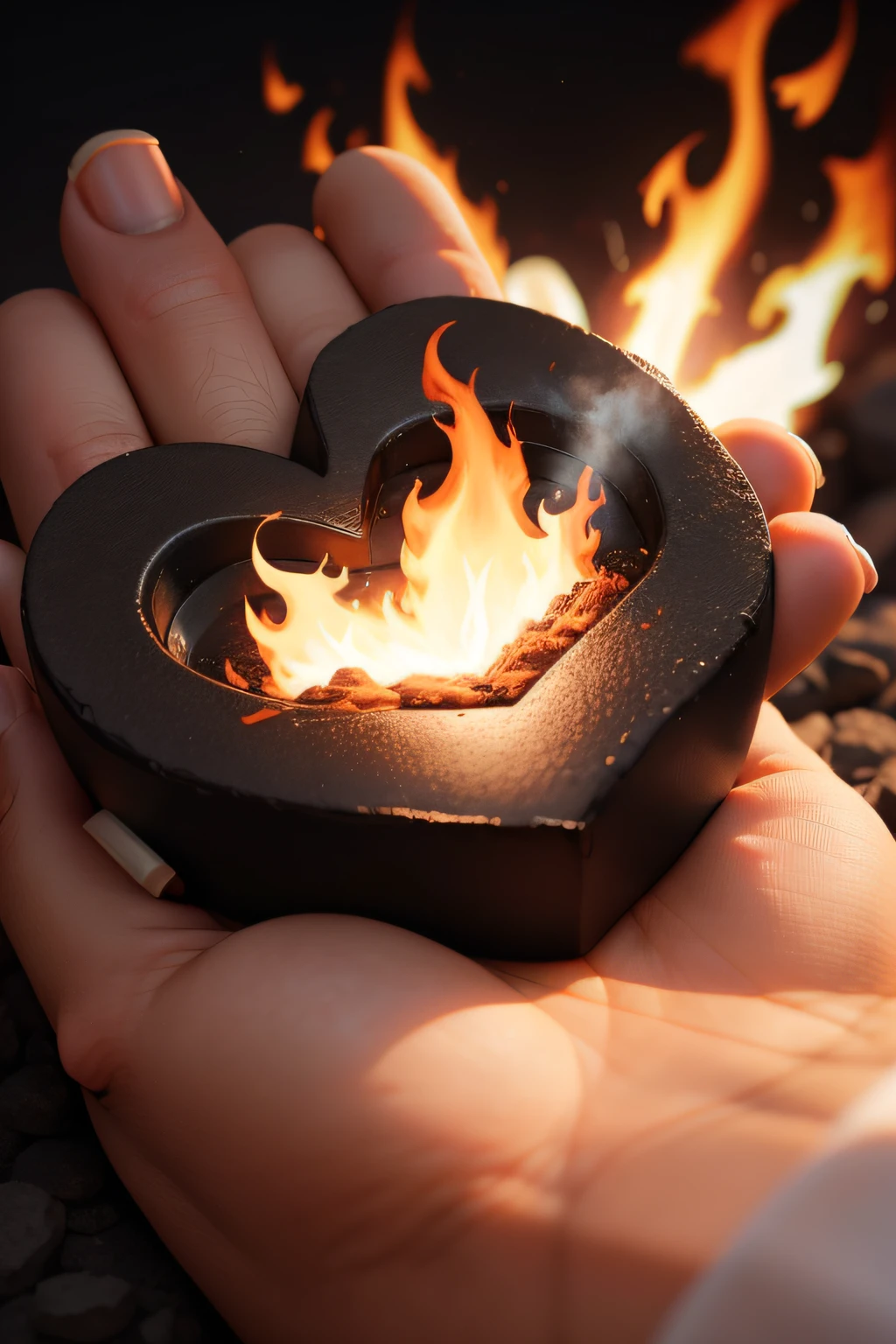 A human heart on fire 