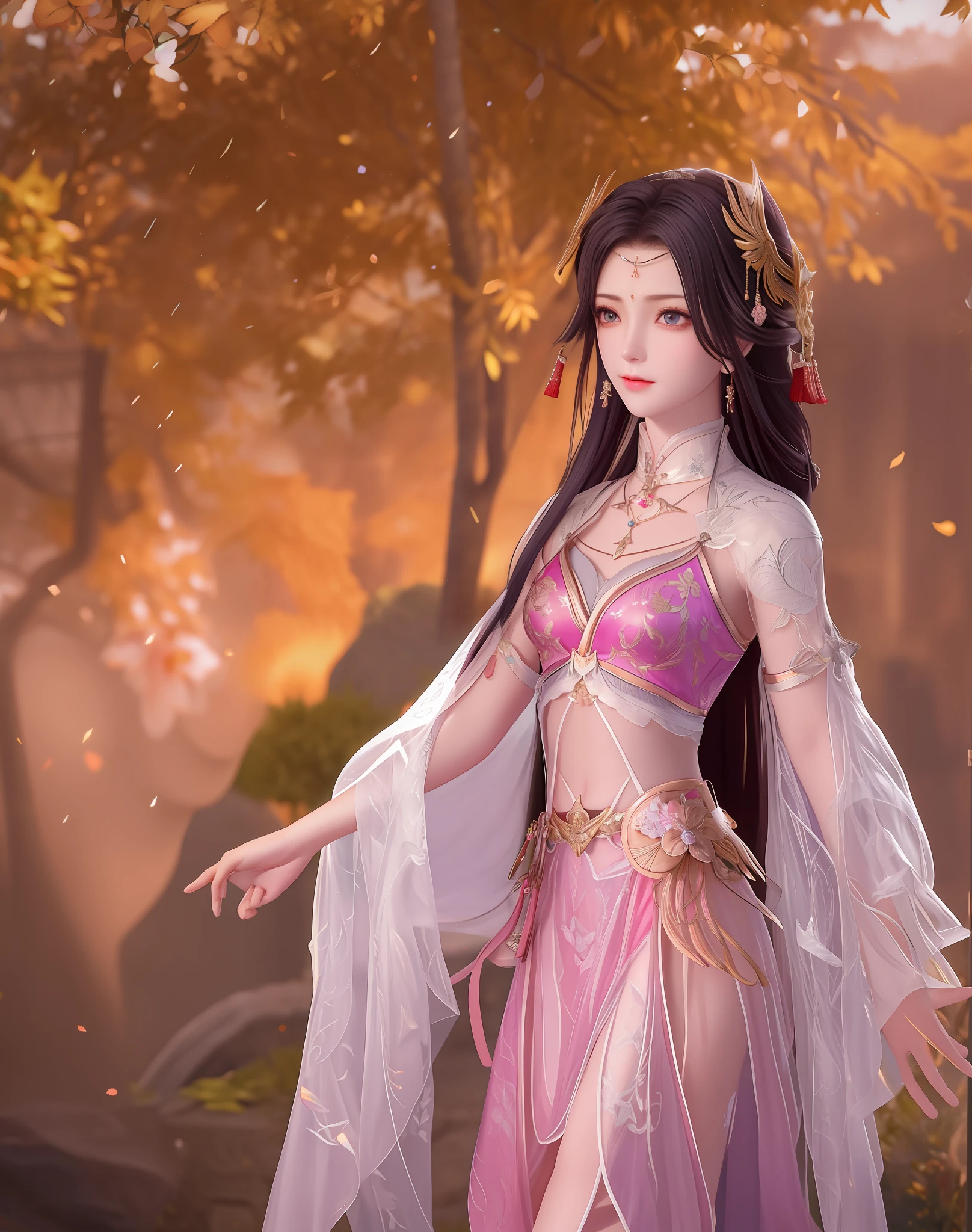 best qualtiy， tmasterpiece， A high resolution， 1girl， battleground background，Pink ancient Chinese transparent bikini， Cloak，Gauze clothes，metalcollar， Ancient sword，hair adornments， choker necklace， jewely， beautiful  face， small heads，upon_body， Tyndall effect， realisticlying， edge lit， twotonelighting， （highdetailskin：1.2），tmasterpiece:1.3， 8K  UHD，Fine eyes，二重まぶた， digital SLR camera， gentle illumination， high high quality， Volumetriclighting， Frankness， photore， A high resolution， 4k， 8k， bokeh，Pink the  bikini，Ancient sword，with light glowing，Embroidery on the chest，metal breastplate，tight-fitting，Expose the abdomen and thighs，arma，Short wrist guards，stocklings，Lace，Beautiful Women with Perfect Figure