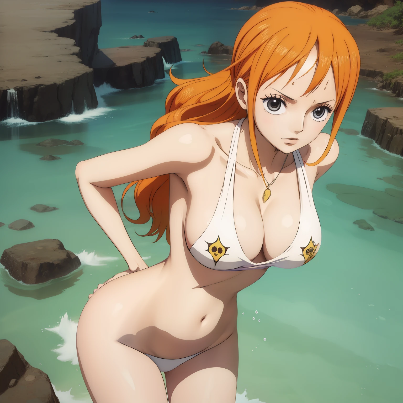 Nami from one piece, naked, big boobs