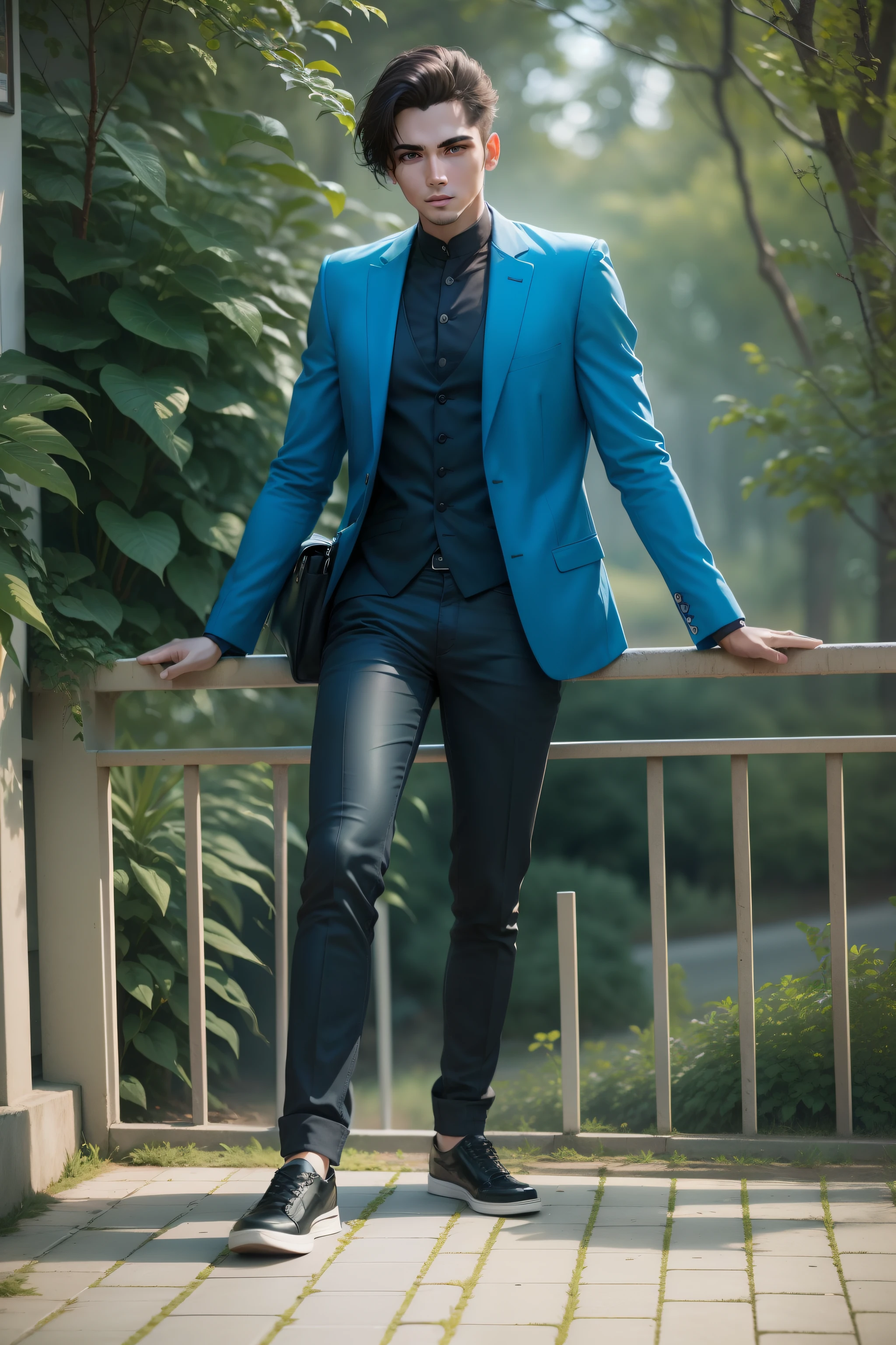 Having with car and stylish photo look a real photo and real face change a clothes colour and style