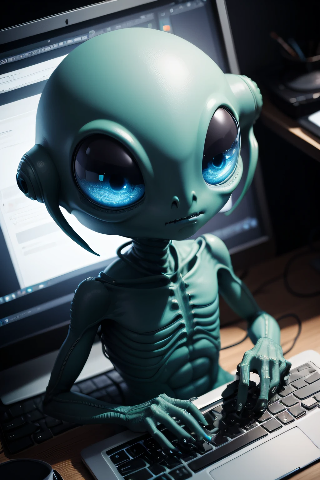 Make an alien by fiddling with the computer