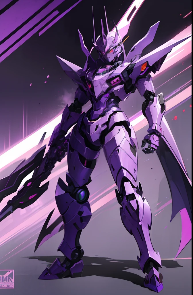 a drawing of a man in a purple outfit with red eyes, anime mech armor, wearing dark purple armor, purple armor, humanoid form, eva unit 0 1, weirdcore voidpunk fursona, sleek purple armor, eva unit-00 in the back, anime robotic mixed with organic, cool mecha style, anime style character, trigger anime artstyle