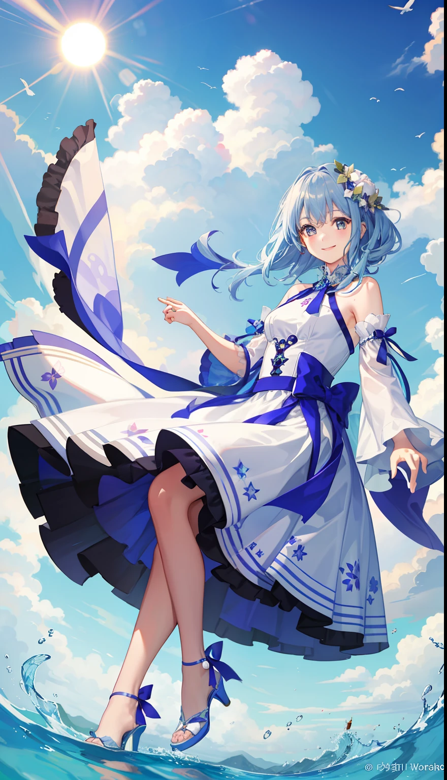 1girl in、A smile、A delightful!　colorfull dress、Flower Fairy、the wind、Eau、suns、