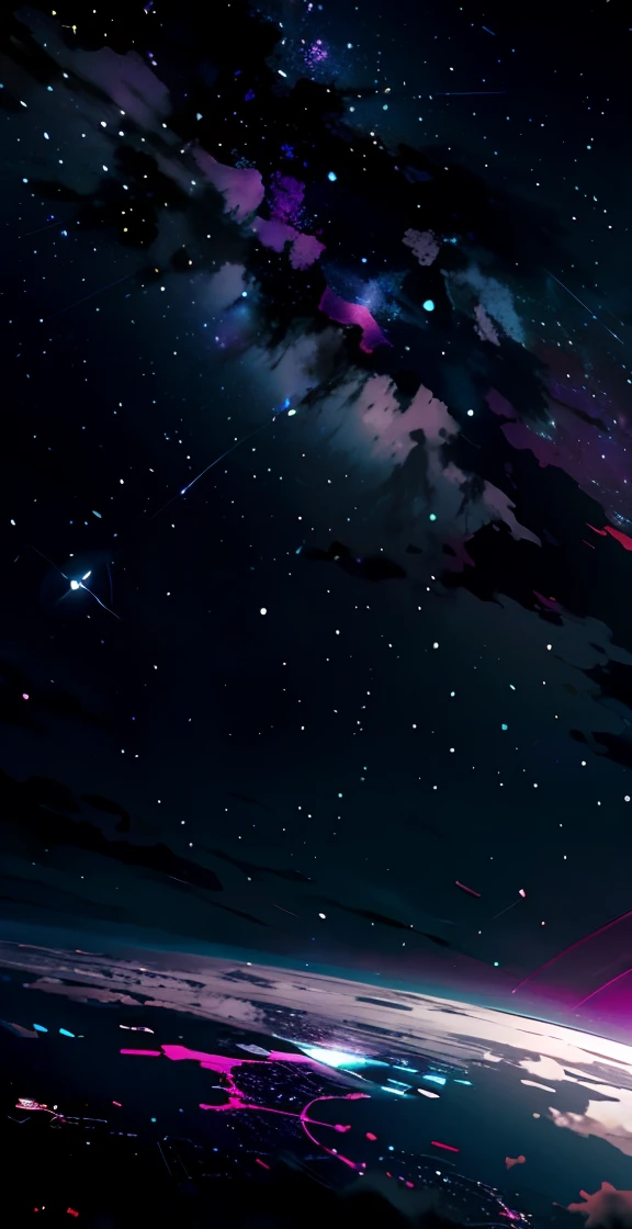 fotografia de paisagem expansiva, universo preto e roxo, universo roxo, planetas, universo azul