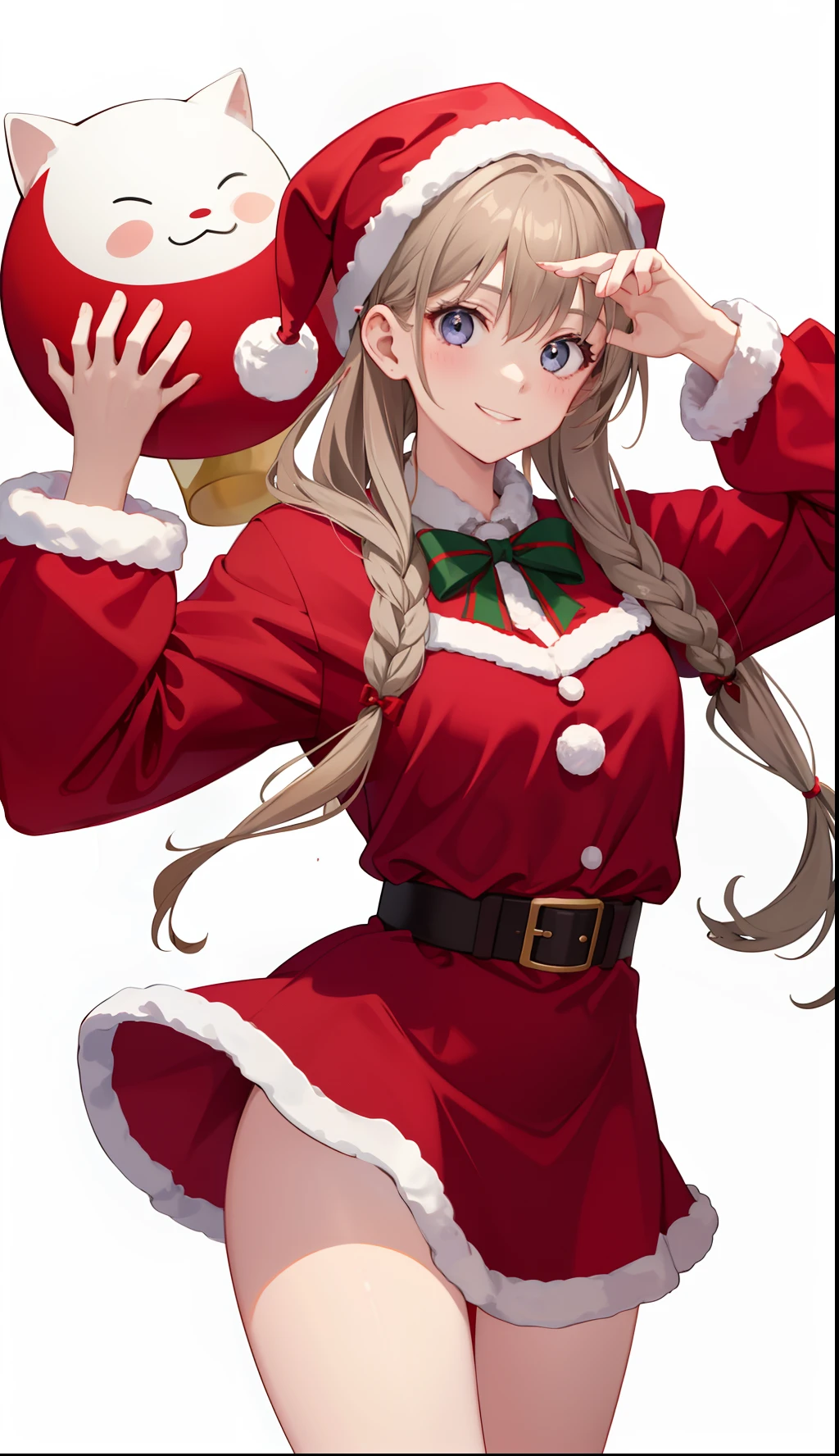 1girl in、A smile、Christmas、Wearing a Santa Claus costume、