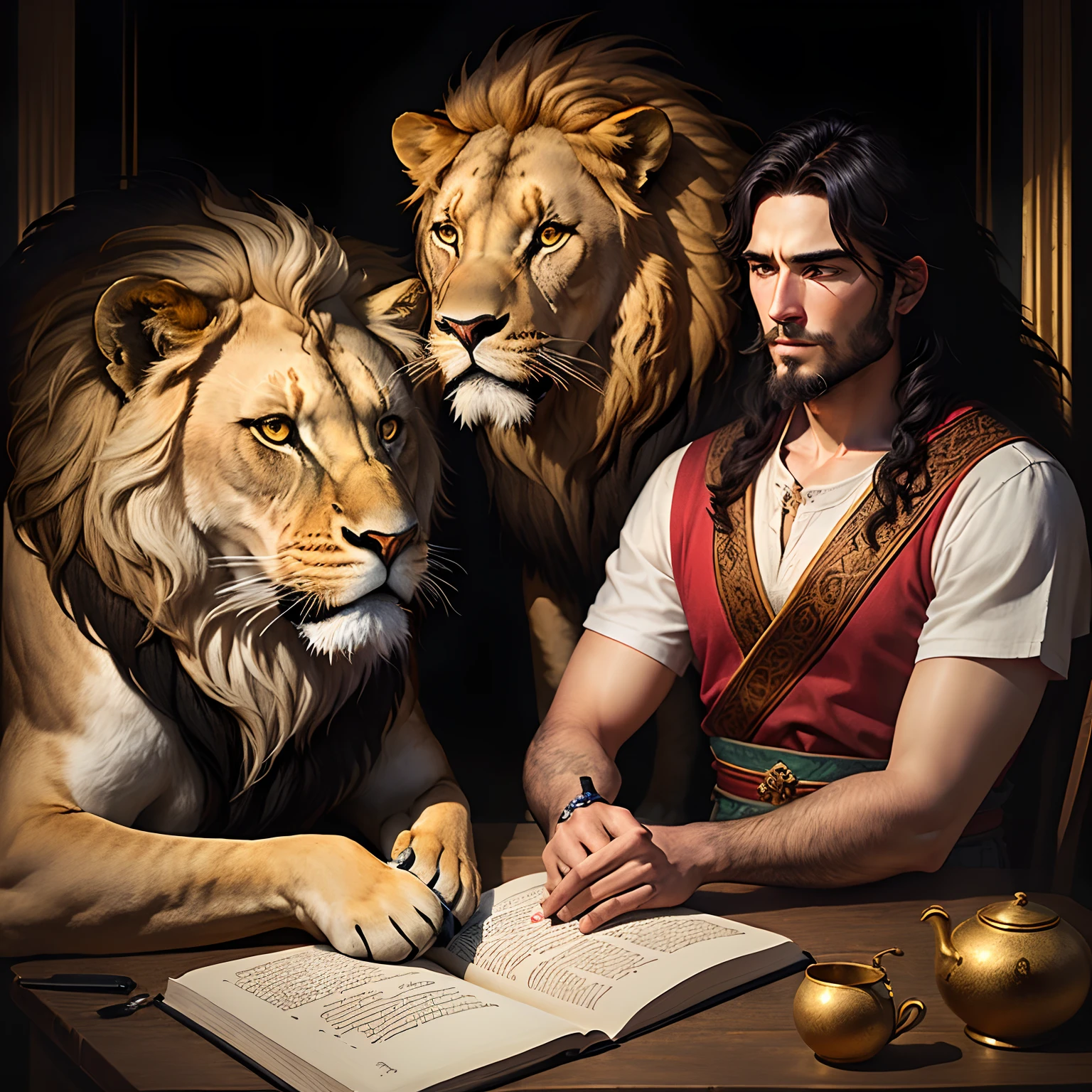 Biblical character with a lion
