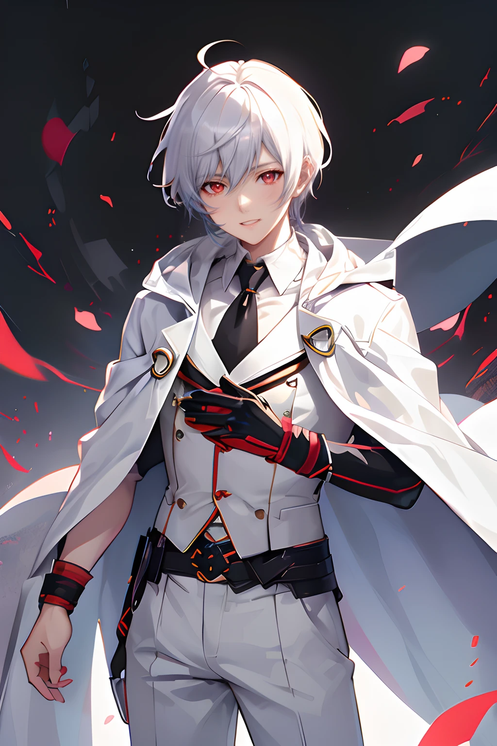 Personaje de anime con cabello blanco y capa blanca sosteniendo una espada, ojos rojos, sonriendo, rostro varonil, Mejor fondo de pantalla de Anime 4K Konachan, Keqing de Genshin Impact, Arte Zerochan, Genshin, Personaje de Genshin Impact, Badass Anime 8K, de Arknights, Zhongli de Genshin Impact, Anime Art Wallpaper 8K, shigenori soejima illustration, Personaje masculino de anime