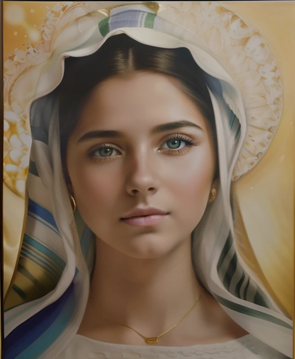 ((Blessed Virgin Mary. 19 years old))) ((( Con una cara seria y piadosa. Con una mirada dulce y tierna))) (obra maestra, calidad superior, mejor calidad, arte oficial, beautiful and aesthetic: 1.2), (1girl), extremadamente detallado, (Arte fractal: 1.3), colorido, highest detailed, Cara perfecta, parte superior del cuerpo, HDR, (orando: 1.3), (golden lines of white coat: 1.2), galaxia, (rayas de luz), eye-catching visuals, (dynamic stripes, senderos luminosos: 1.2), colores vibrantes,