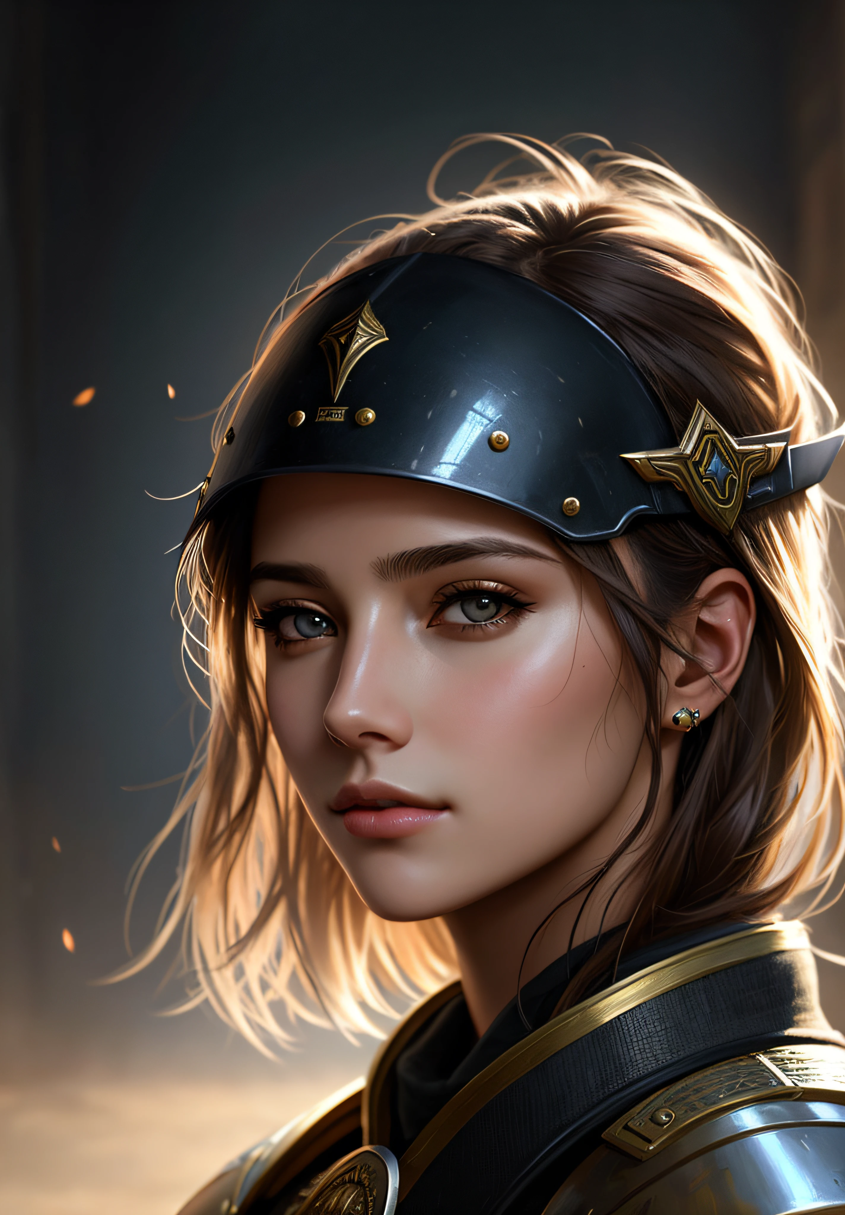 Pintura de un hombre con casco hablando militar, portrait of female paladin, RPG retrato arte conceptual, fantasy concept art portrait, Primer plano del retrato del personaje, RPG_retrato, Retrato detallado del personaje, Retrato Caballero Femenino, Retrato de personaje en primer plano, Epic RPG portrait, Primer plano del arte del personaje, Wojtek FUS, by Tadeusz Pruszkówski