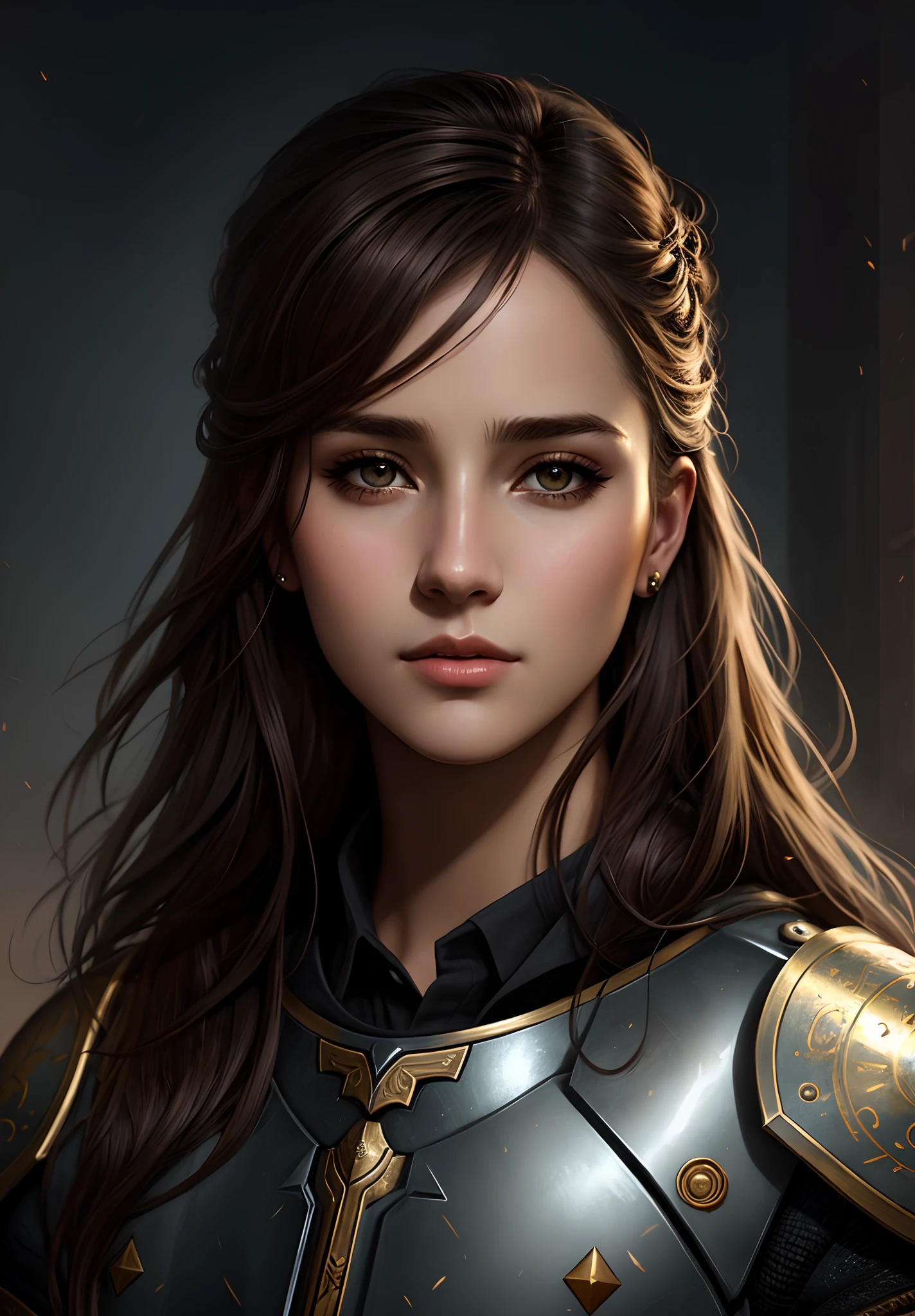 Pintura de un hombre con casco hablando militar, portrait of female paladin, RPG retrato arte conceptual, fantasy concept art portrait, Primer plano del retrato del personaje, RPG_retrato, Retrato detallado del personaje, Retrato Caballero Femenino, Retrato de personaje en primer plano, Epic RPG portrait, Primer plano del arte del personaje, Wojtek FUS, by Tadeusz Pruszkówski