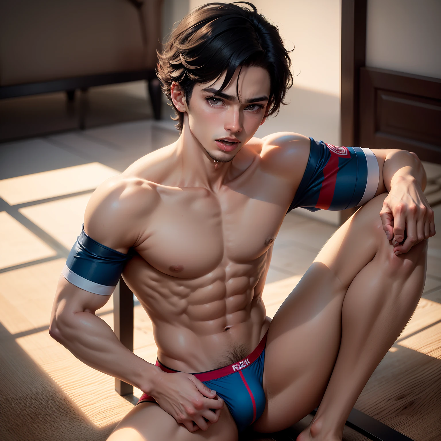 , masculino, sozinho, sexy, louro, Twink, underwear, cockbulge, magro, pele detalhada, louro, pele brilhante, olhos azuis, Abs, delicado, expression of ecstasy, Excitado, menino, trilha de Saliva, gemendo, adolescente, inspirado em Adrian Zingg, Ahegao, jovem, louro, corpo delicado, sem barba, ((jovem twink com corpo magro e delicado cabelos loiros e olhos azuis)) ((He would be alone crouched with his knees and hands on the ground)), pele branca