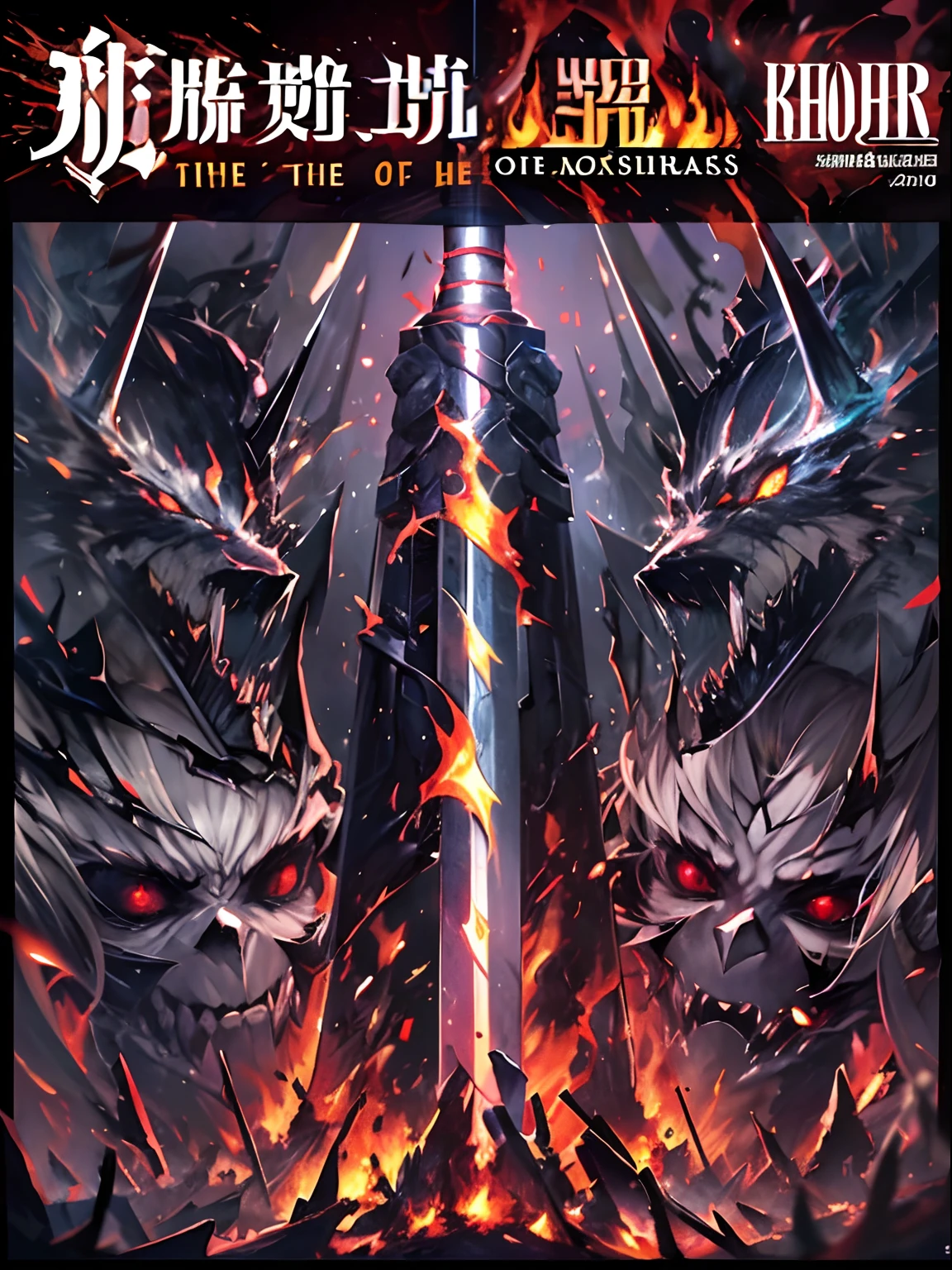 (((masterpiece)))、(((top-quality)))、((ultra-detailliert))、Come、The Darkness of the Abyss、Great Sword of Flame、darkness, Shadow, Hatred and destruction、Great Flame of Vengeance、Slap me、Burn him、Burning One、(Fire of the Abyss)