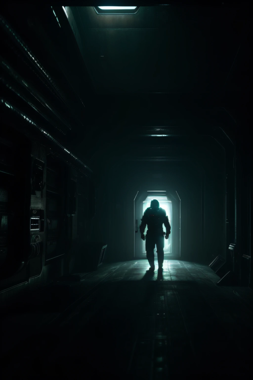 Sci Fi Horror Dead Space David Giuntoli on Ishimura Haunted Ship photography, natural light, photorealism, cinematic rendering, ray tracing, the highest quality, the highest detail, Cinematic, Third-Person View, Blur Effect, Long Exposure, 8K, Ultra-HD, Natural Lighting, Moody Lighting, Cinematic Lighting