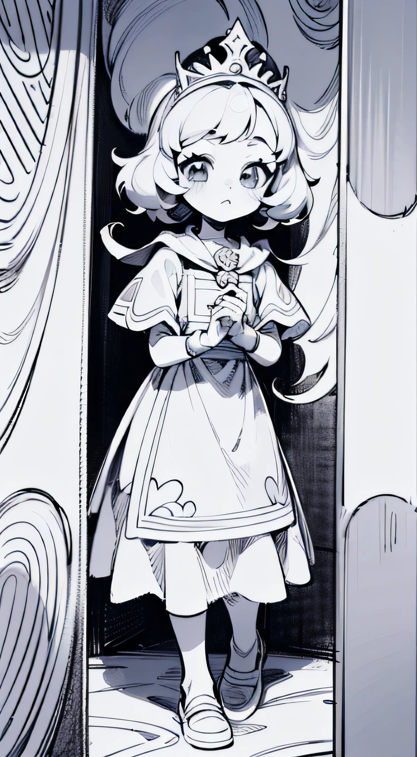 (((A coloring book page for kids))) princesa passeado na floresta, estilo cartoon preto e branco, (linhas grossas, sem cor) ((poucos detalhes e sem sombra))