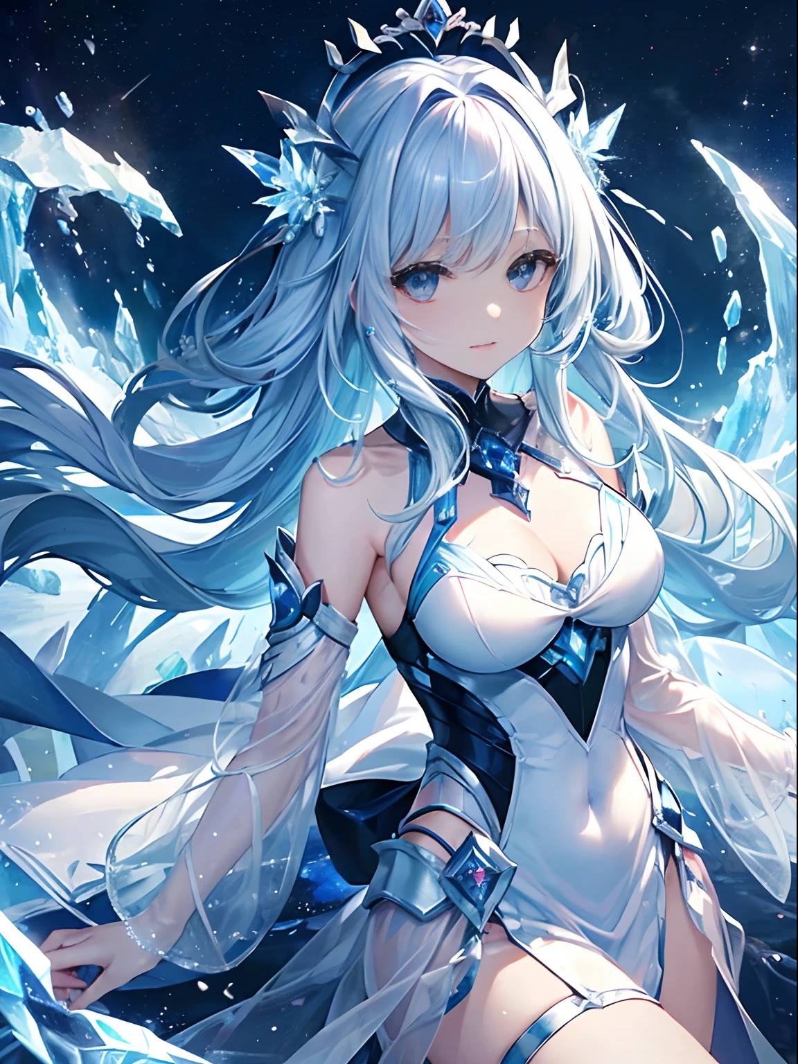 (((masterpiece)))、(((top-quality)))、((ultra-detailliert))、According to the contract、Follow me、ice queen。Come、Eternal Darkness、Eternal Glacier。
Equal death for all living beings。 It's peace。『Owalsekai』