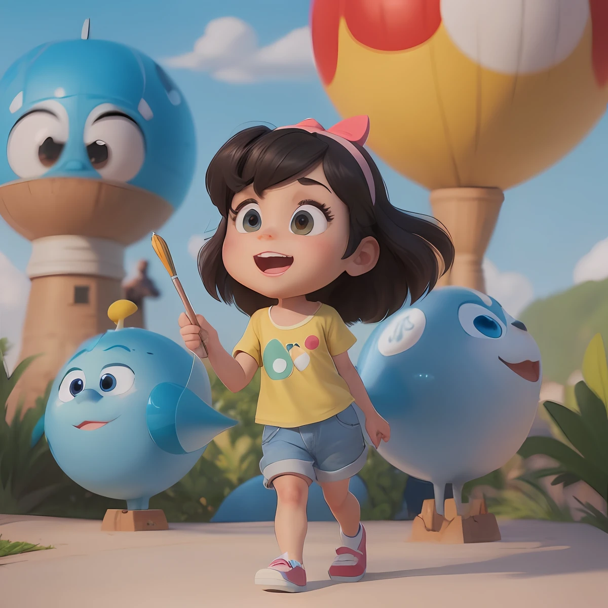 um close up de um personagem de desenho animado segurando uma escova de dentes, painting digital adorable, bonito 3 d render, personagem bonito dos desenhos animados, Arte infantil em Artstation, animation character, in style of disney animation, animation style rendering, design de personagem bonito pixar, arte digital detalhada bonito, Personagem pequeno. Motor Unreal 5, personagem bonito, Personagens 3D, Arte de personagem 3D, arte digital bonito