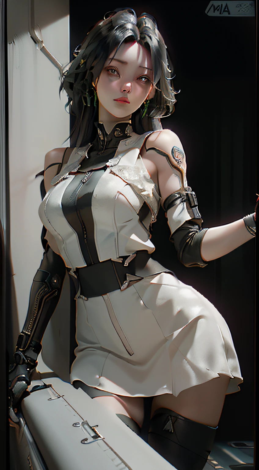 ((Best quality)), ((masterpiece)), (detailed:1.4), 3D, an image of a beautiful cyberpunk female,HDR (High Dynamic Range),Ray Tracing,NVIDIA RTX,Super-Resolution,Unreal 5,Subsurface scattering,PBR Texturing,Post-processing,Anisotropic Filtering,Depth-of-field,Maximum clarity and sharpness,Multi-layered textures,Albedo and Specular maps,Surface shading,Accurate simulation of light-material interaction,Perfect proportions,Octane Render,Two-tone lighting,Wide aperture,Low ISO,White balance,Rule of thirds,8K RAW,