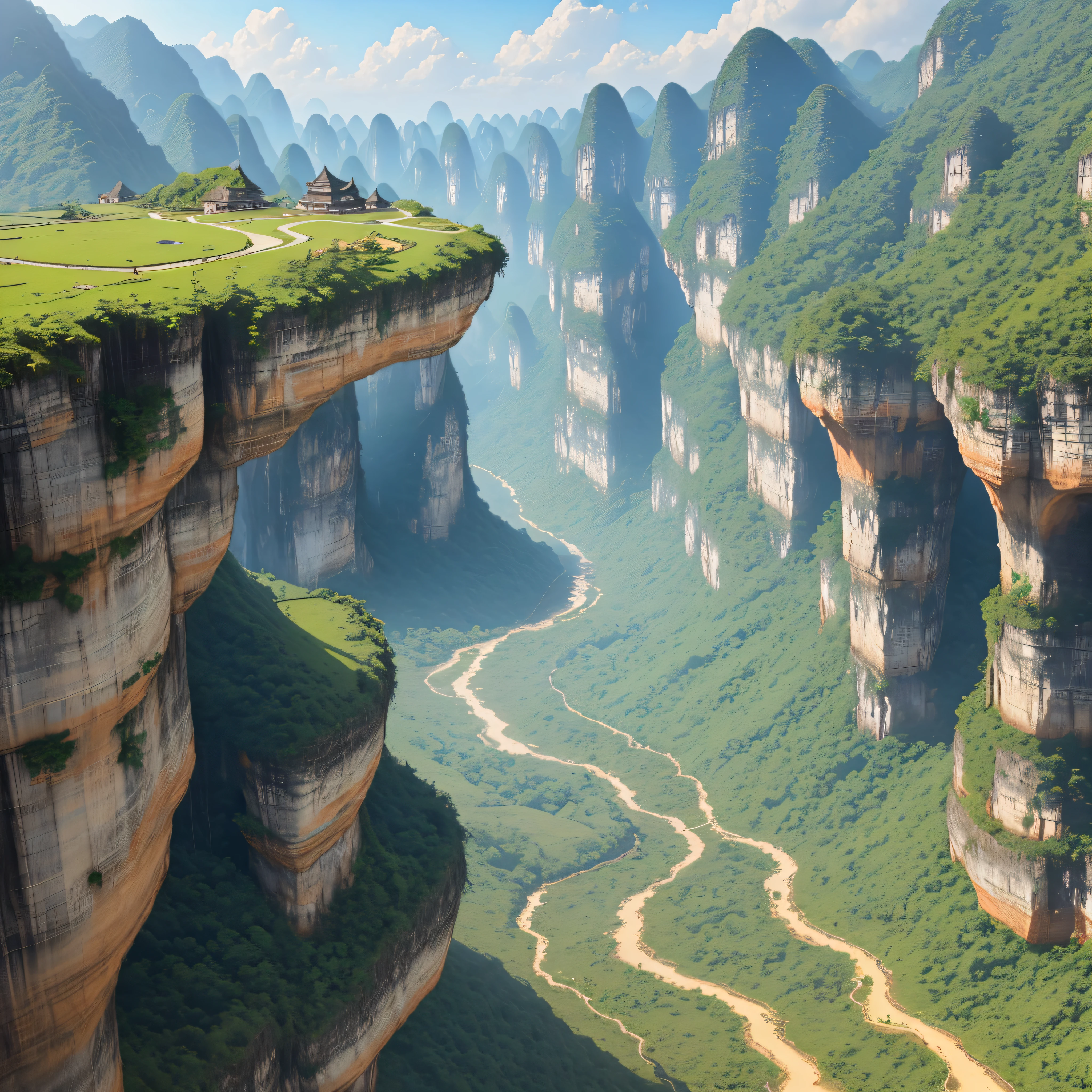 Guangxi peculiar karst landforms, caves, underground dark rivers, dragon bridges, winding mountain roads --auto --s2